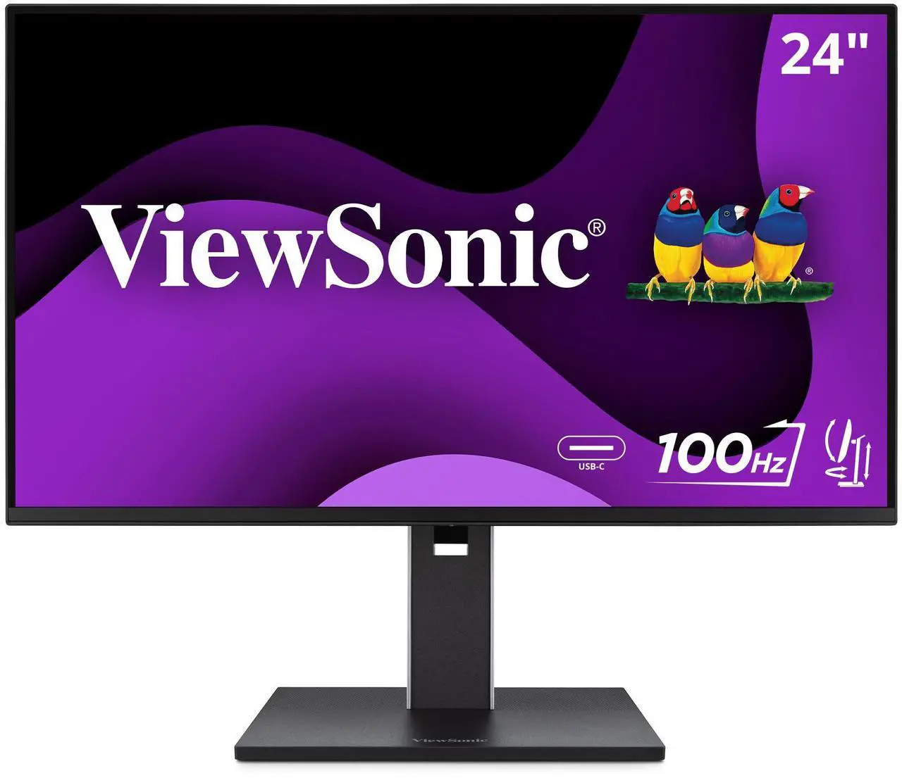 Alt view image 8 of 20 - ViewSonic VG2452 24 Inch IPS 1080p Ergonomic Monitor with Tilt, Swivel, Pivot, Height Adjust, 100Hz, USB Hub, HDMI, DisplayPort, and 65W USB C Inputs