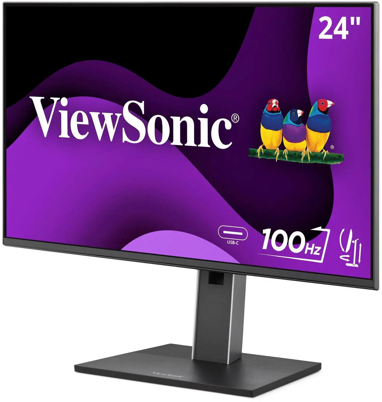 Alt view image 9 of 20 - ViewSonic VG2452 24 Inch IPS 1080p Ergonomic Monitor with Tilt, Swivel, Pivot, Height Adjust, 100Hz, USB Hub, HDMI, DisplayPort, and 65W USB C Inputs