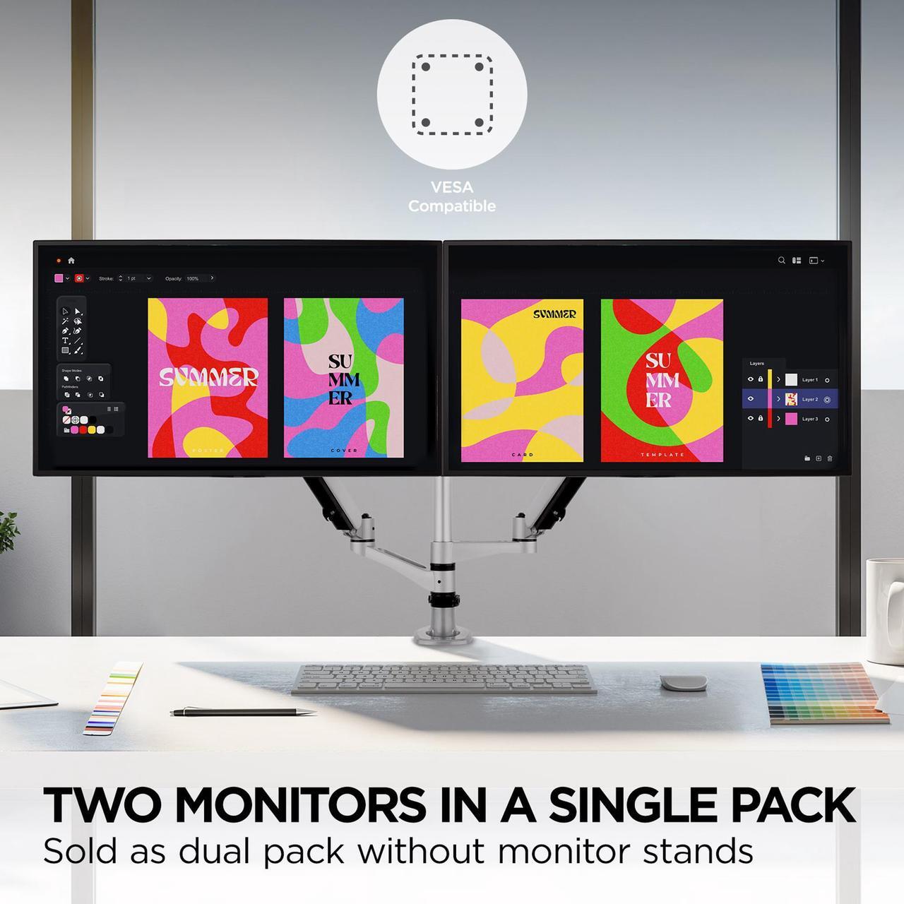 Alt view image 2 of 15 - ViewSonic VP2468A_H2 24" Premium Dual Pack Head-Only IPS 1080p Monitor with Advanced Ergonomics, ColorPro 100% sRGB REC 709, 14-bit 3D LUT, Eye Care, and 65W USB C for Home and Office