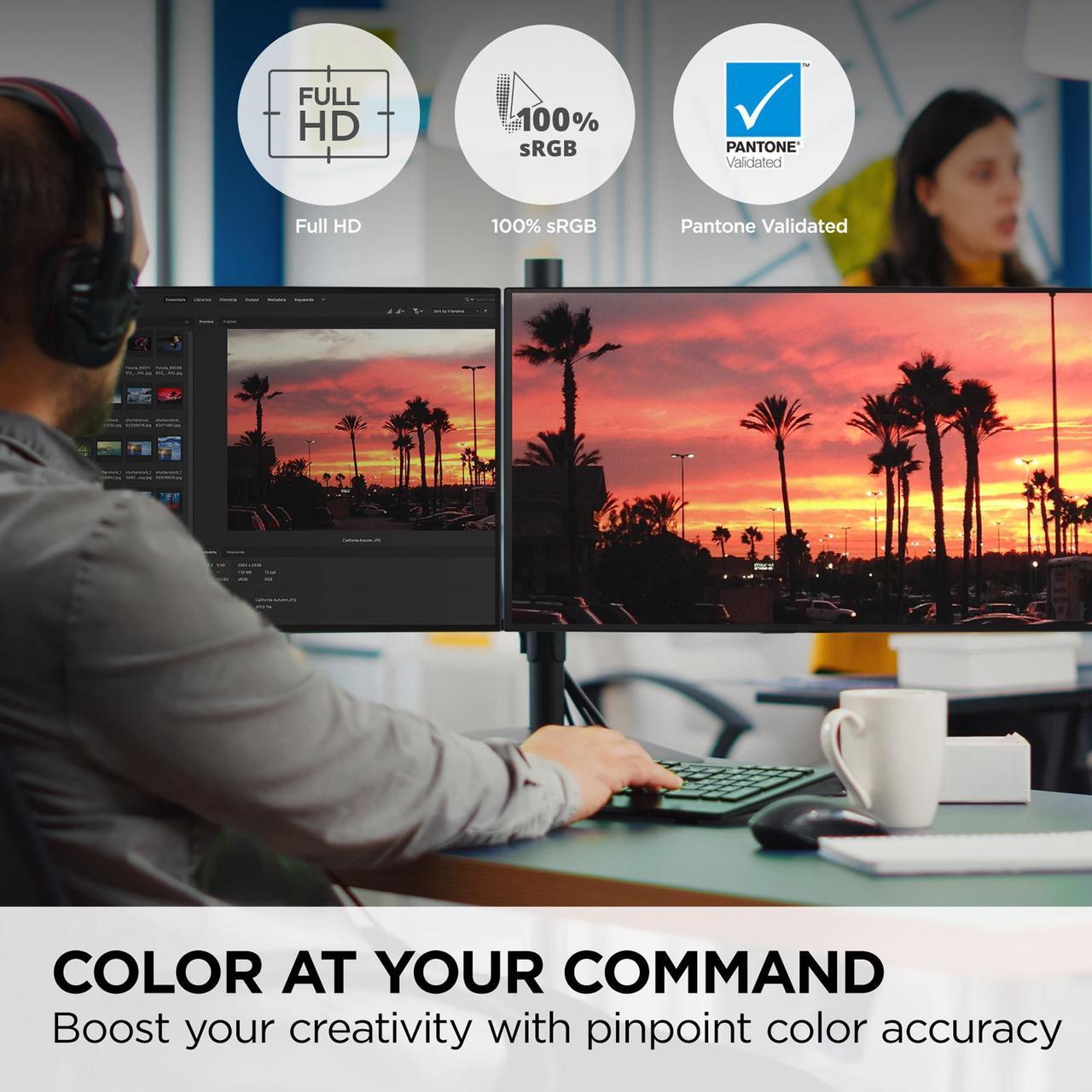 Alt view image 3 of 15 - ViewSonic VP2468A_H2 24" Premium Dual Pack Head-Only IPS 1080p Monitor with Advanced Ergonomics, ColorPro 100% sRGB REC 709, 14-bit 3D LUT, Eye Care, and 65W USB C for Home and Office