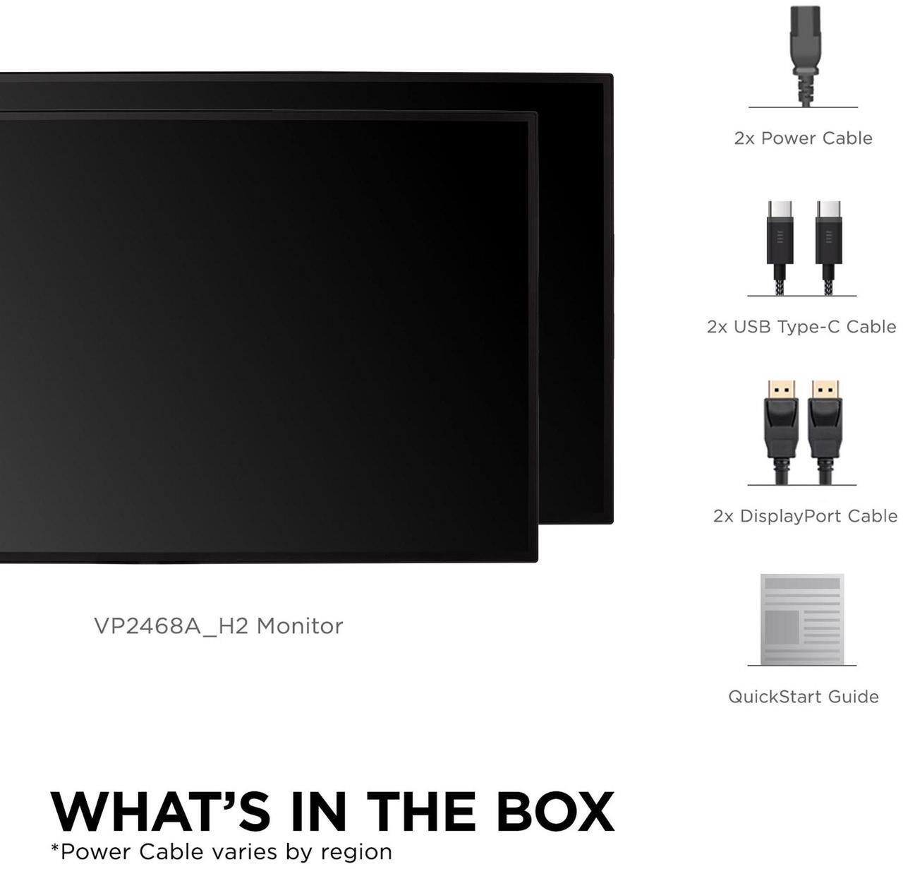 Alt view image 9 of 15 - ViewSonic VP2468A_H2 24" Premium Dual Pack Head-Only IPS 1080p Monitor with Advanced Ergonomics, ColorPro 100% sRGB REC 709, 14-bit 3D LUT, Eye Care, and 65W USB C for Home and Office