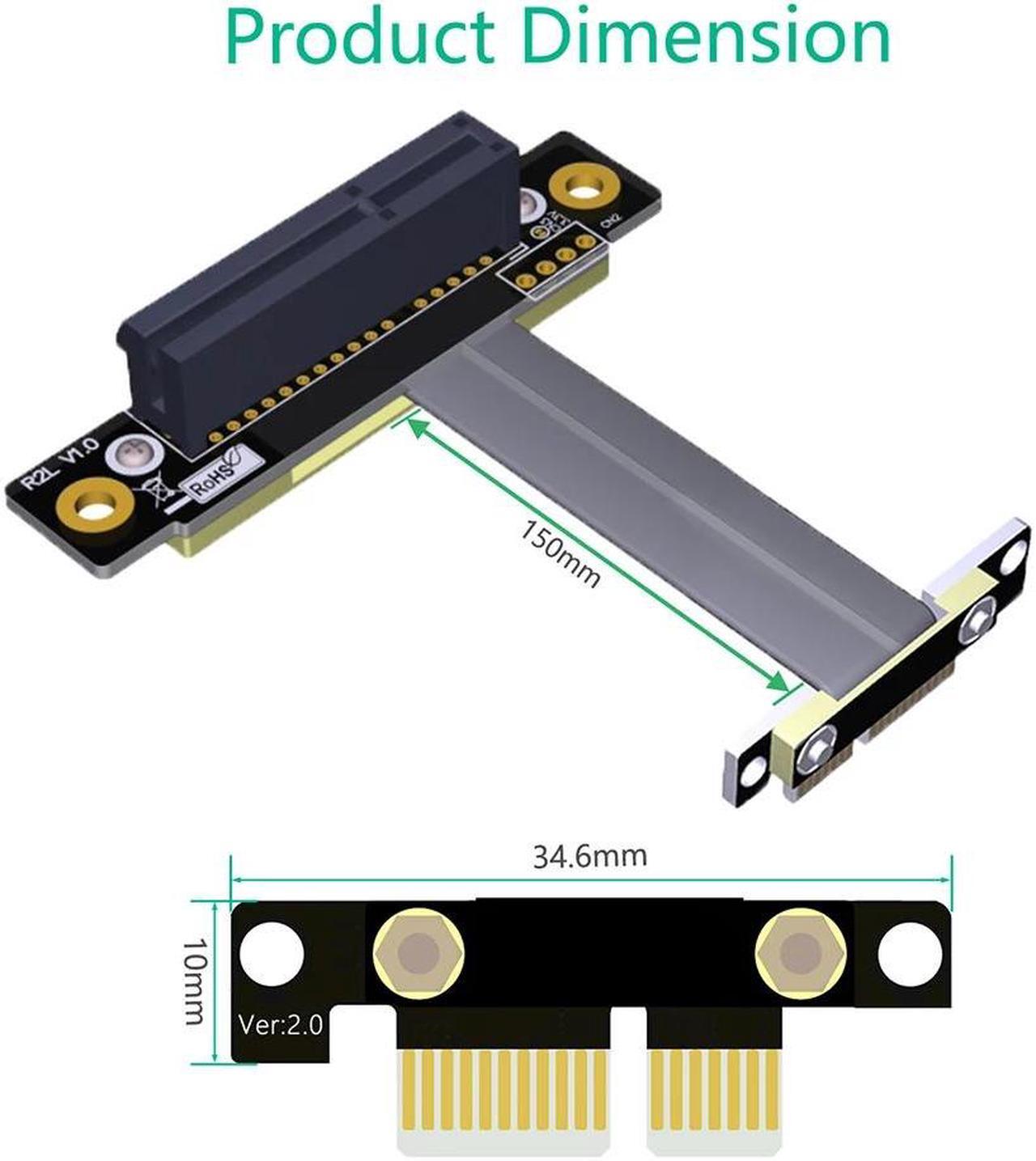 Alt view image 5 of 6 - PCIE Riser PCIe3.0 x1 Male to x4 Female Cable EMI Shielding 8Gbps PCI-E III 1x 4x Riser Extender Ribbon Cable Elbow Right Angled