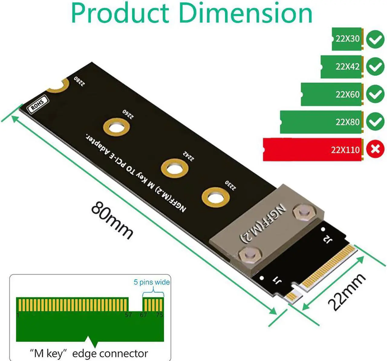 Alt view image 5 of 6 - Riser Cable 20cm SFF-8639 U.2 to NGFF M.2 Key M Extension Cable Flexible Cable Riser Card Extension Port Adapter for U2 NVME SSD