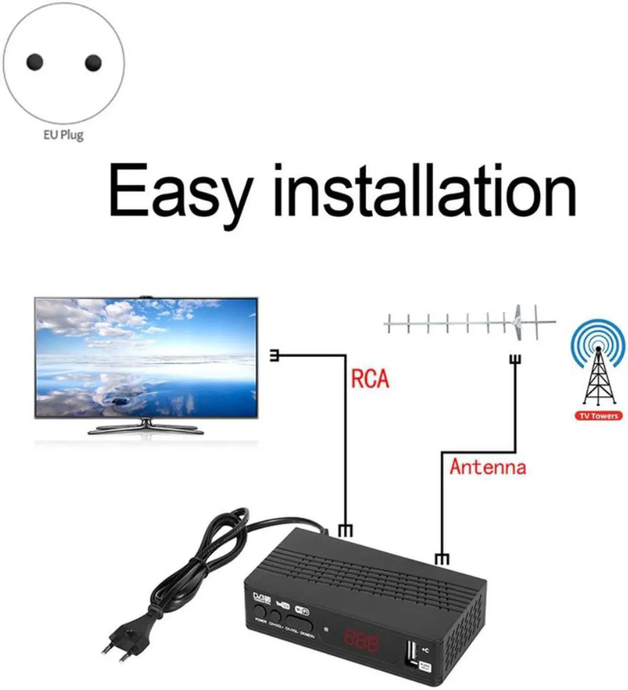 Alt view image 3 of 4 - DVB-T2 TV Tuner Vga TV Box DVB T2 for Digital TV Receptor Wifi Receiver DVBT2 Set-Top Box H.265 AC3 HD DVB Tuner