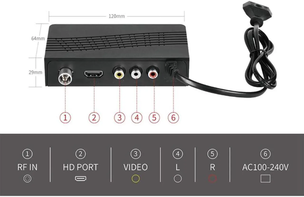 Alt view image 4 of 4 - DVB-T2 TV Tuner Vga TV Box DVB T2 for Digital TV Receptor Wifi Receiver DVBT2 Set-Top Box H.265 AC3 HD DVB Tuner