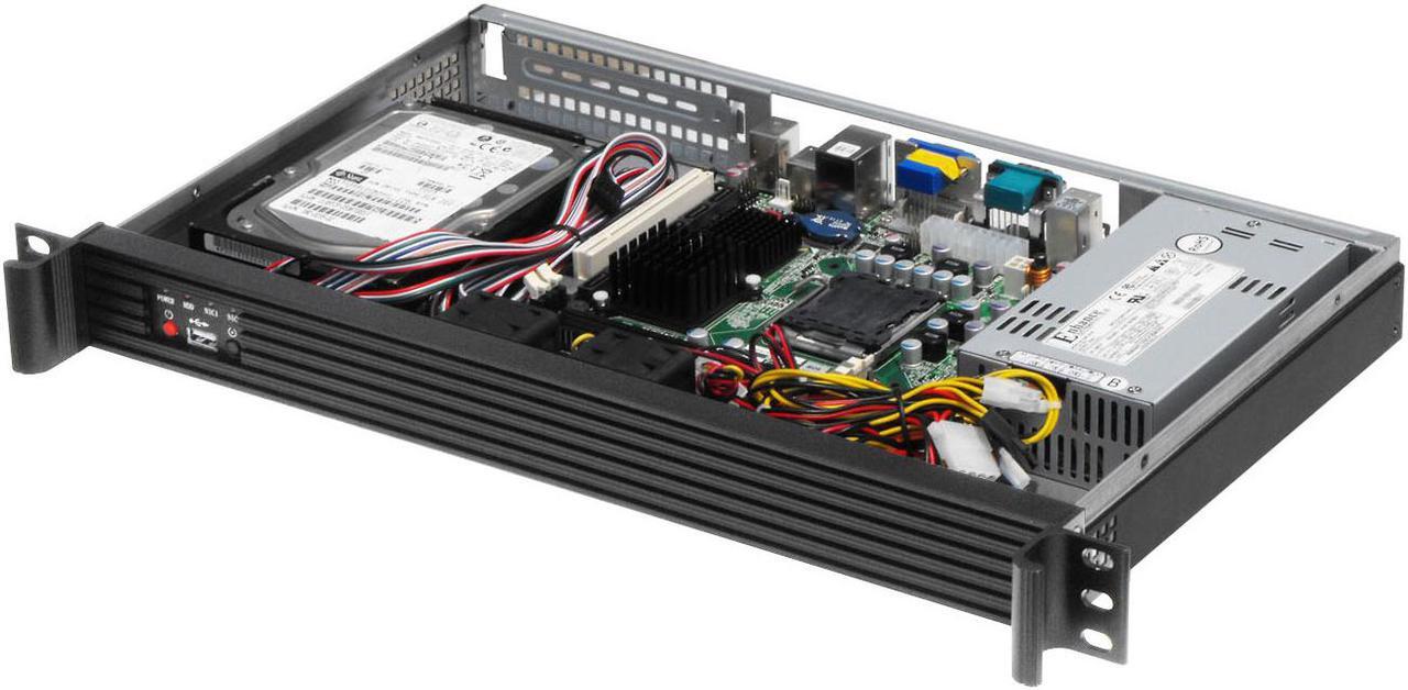 Alt view image 4 of 5 - 1U Server Chassis / Standard 19 "rack-mount server chassis / Aluminum ears and handles / Suitable for installation of 170mm * 170mm (Mini-ITX) motherboard / empty chassis