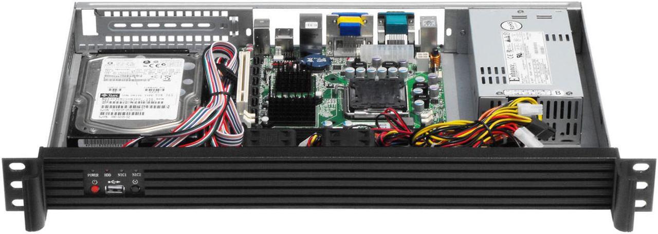 Alt view image 5 of 5 - 1U Server Chassis / Standard 19 "rack-mount server chassis / Aluminum ears and handles / Suitable for installation of 170mm * 170mm (Mini-ITX) motherboard / empty chassis