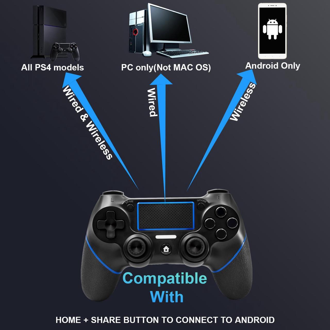 Alt view image 6 of 7 - Wireless Gamepad with Touch Panel Joypad Double Shock C200 Gaming Controller Compatible for PS-4 with Dual Vibration Game Remote Control Joystick Compatible PS-4/Pro/Slim/PC Laptop