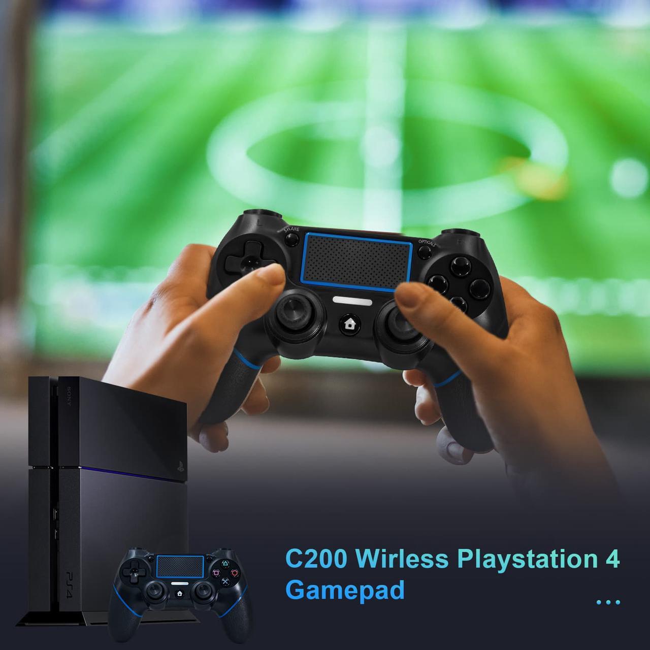 Alt view image 4 of 7 - Wireless Gamepad with Touch Panel Joypad Double Shock C200 Gaming Controller Compatible for PS-4 with Dual Vibration Game Remote Control Joystick Compatible PS-4/Pro/Slim/PC Laptop