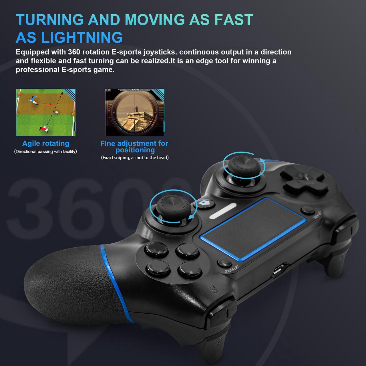 Alt view image 7 of 7 - Wireless Gamepad with Touch Panel Joypad Double Shock C200 Gaming Controller Compatible for PS-4 with Dual Vibration Game Remote Control Joystick Compatible PS-4/Pro/Slim/PC Laptop