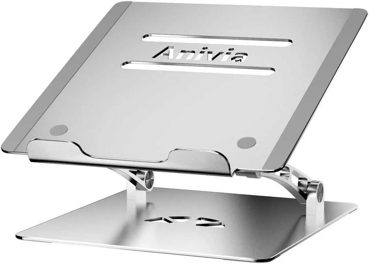 Main image of Adjustable Laptop Stand Metal Holder Portable Aluminum Computer Riser Ergonomic Laptops Elevate Stand for Desk Compatible with 10-17" Notebook Computer Silver