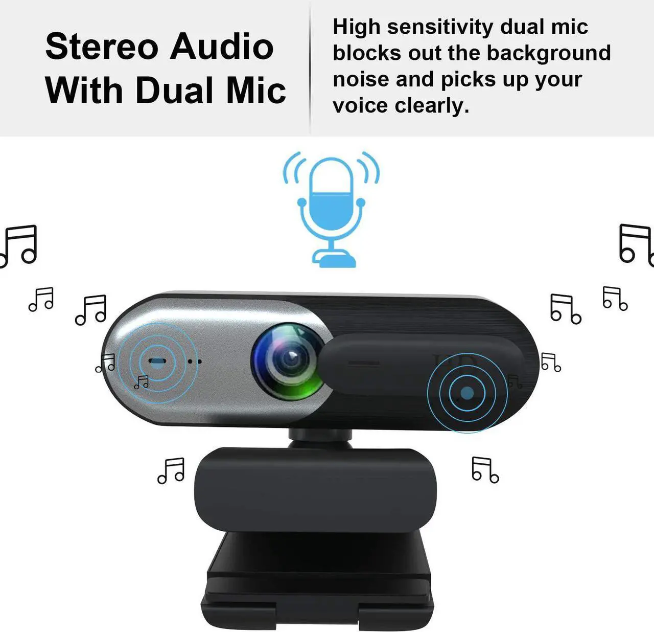 Alt view image 5 of 6 - EACH Full HD Webcam 1080p USB Webcam Autofocus Camera HDR Webcam Widescreen with Privacy Cover Video Calling and Recording for Laptop PC Skype Stream Gaming Silver