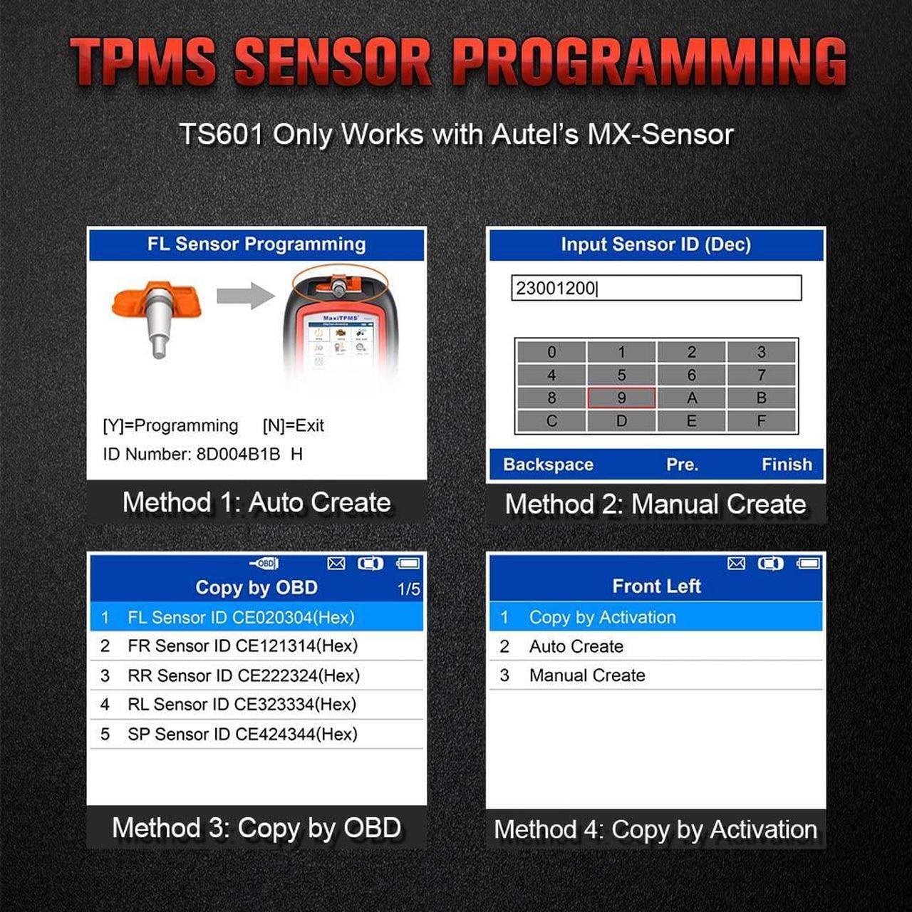 Alt view image 3 of 7 - Autel TS601 OBD2 Scanner TPMS Relearn Programming Tool with Sensor Activation, TPMS Check,  Upgrade of Autel TS508K /TS508 /TS501 /TS408 /TS401
