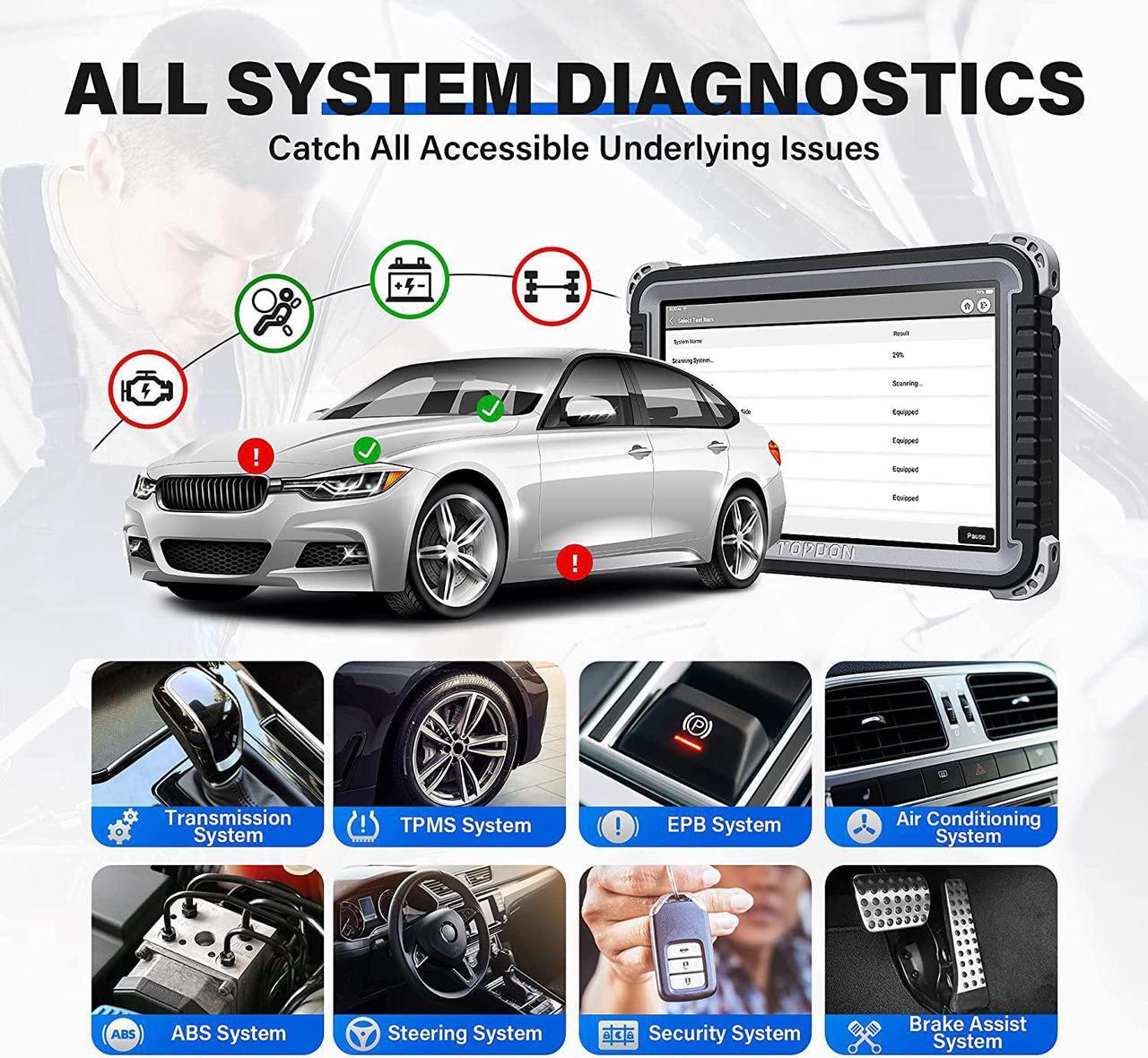 Alt view image 4 of 7 - TOPDON Car Diagnostic Tool Phoenix Plus OBD2 Scanner Advanced ECU Coding for Benz, BMW, VAG, Porsche
