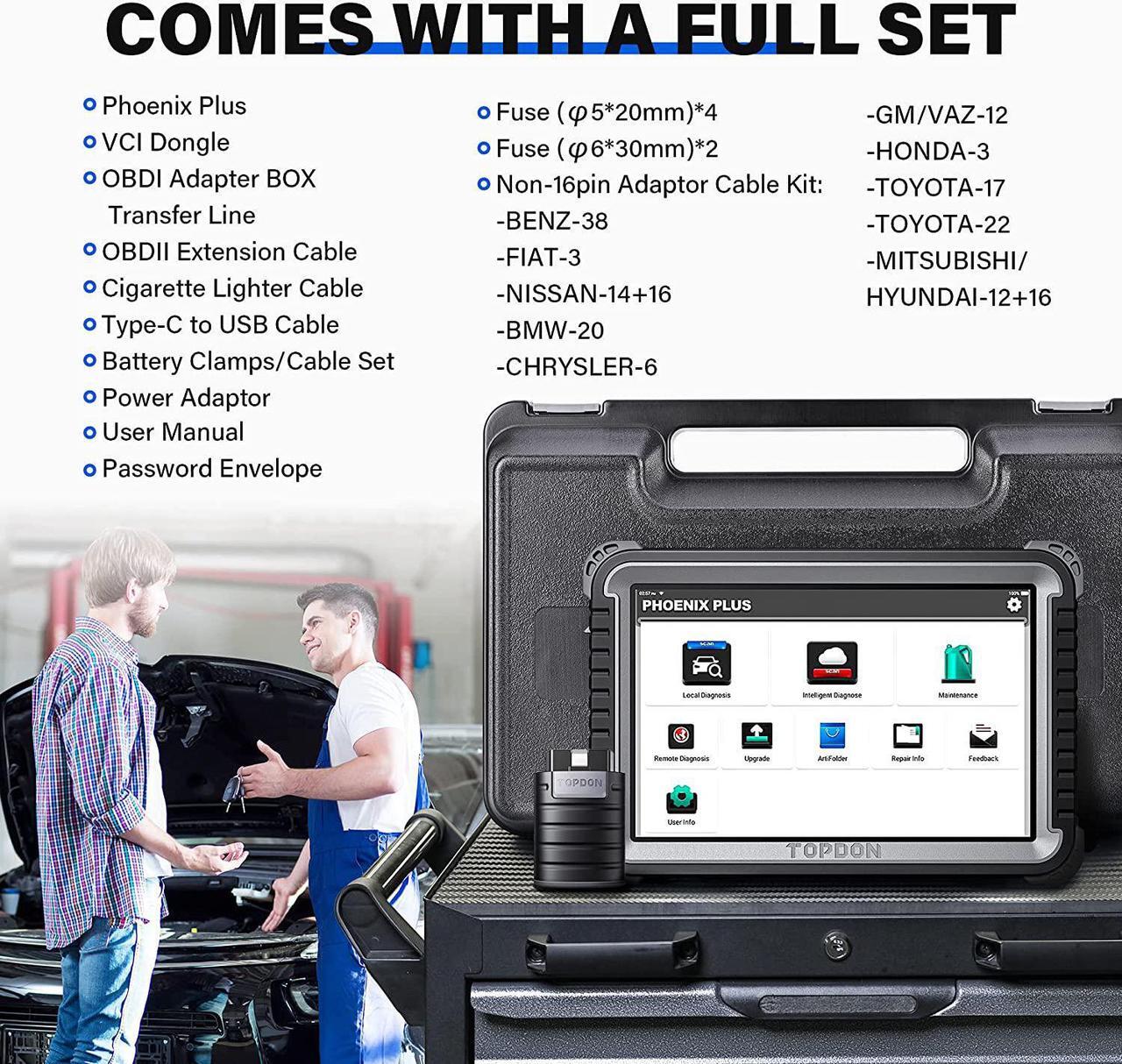 Alt view image 5 of 7 - TOPDON Car Diagnostic Tool Phoenix Plus OBD2 Scanner Advanced ECU Coding for Benz, BMW, VAG, Porsche