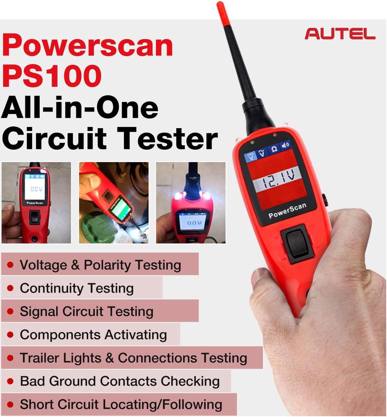 Alt view image 2 of 7 - Autel Powerscan PS100 Automotive Electrical System Tester Ps 100 Circuit Tester with 20ft Cable