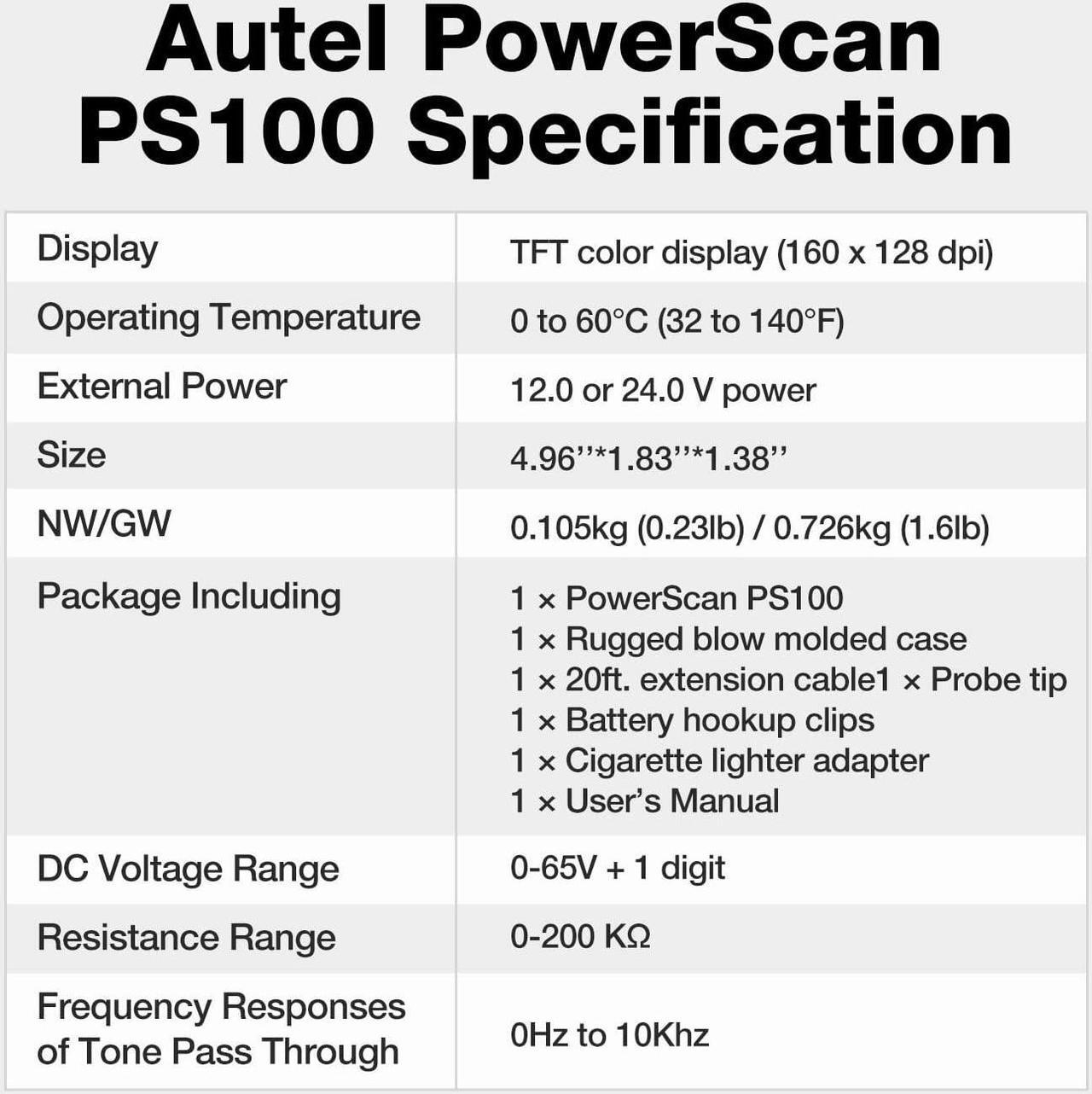 Alt view image 5 of 7 - Autel Powerscan PS100 Automotive Electrical System Tester Ps 100 Circuit Tester with 20ft Cable