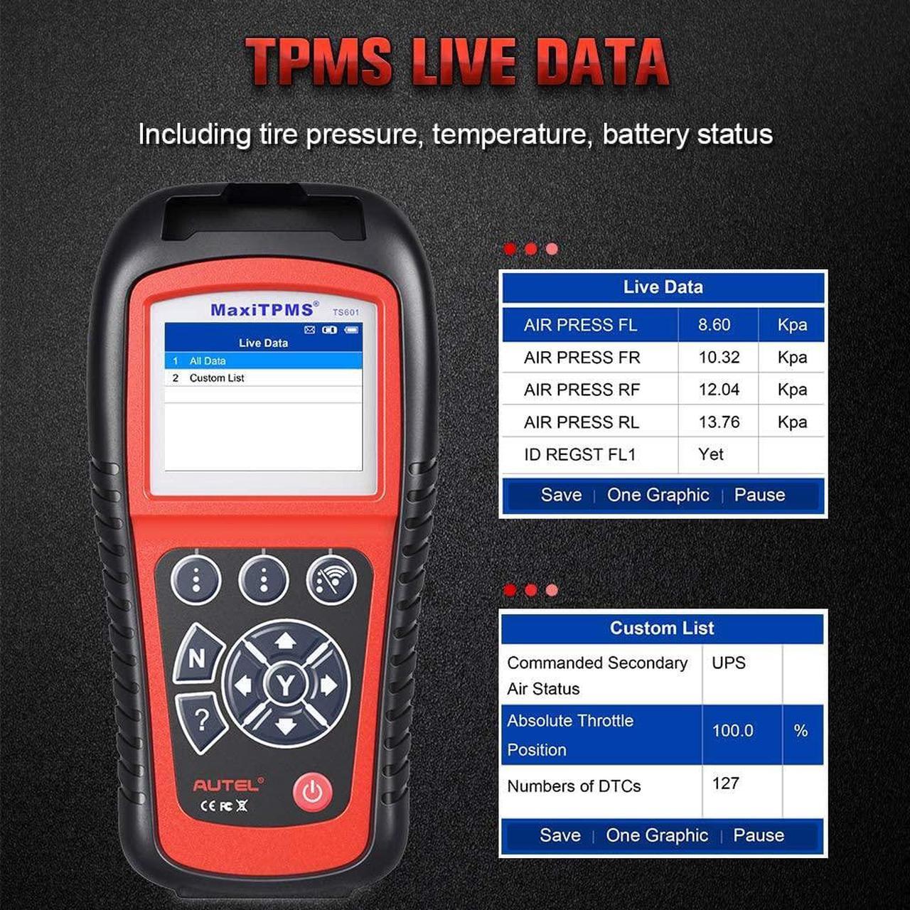 Alt view image 6 of 7 - Autel TS601 OBD2 Scanner TPMS Relearn Programming Tool with Sensor Activation, TPMS Check,  Upgrade of Autel TS508K /TS508 /TS501 /TS408 /TS401
