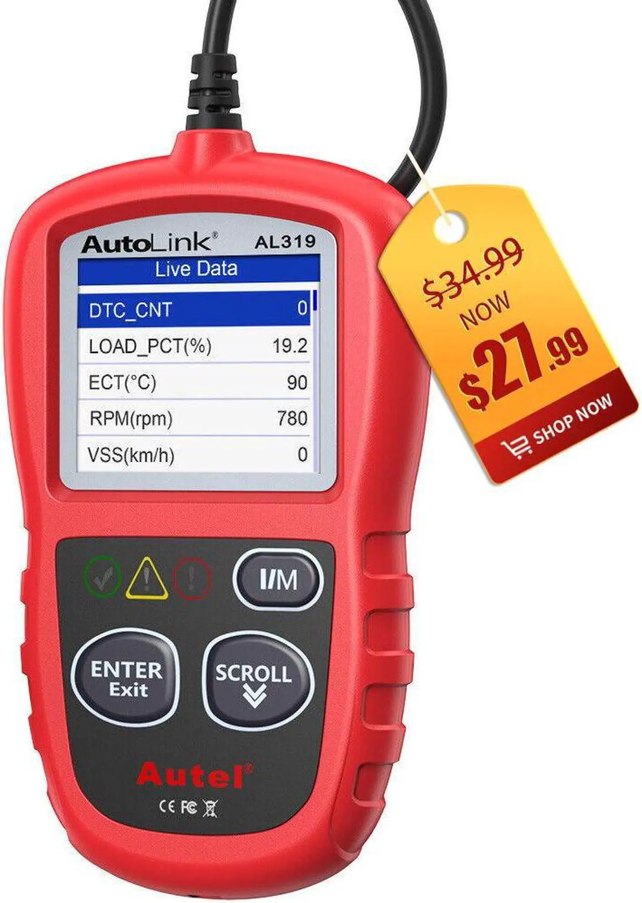 Main image of Autel AutoLink AL319 OBD2 Scanner Car Diagnostic Code Reader Automotive Engine Fault CAN Scan Tool