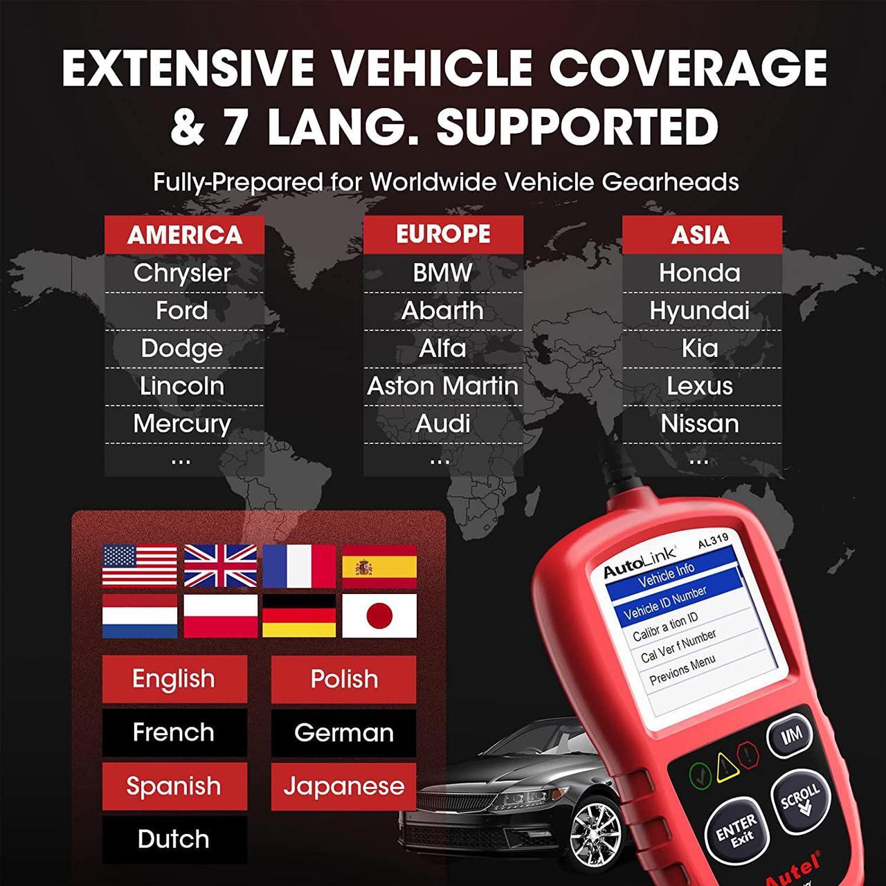 Alt view image 3 of 7 - Autel OBD2 Scanner Autolink AL319 Code Reader Read and Erase Codes Check State Emission Monitor Status Powerful Scan and Car Diagnostic Tool