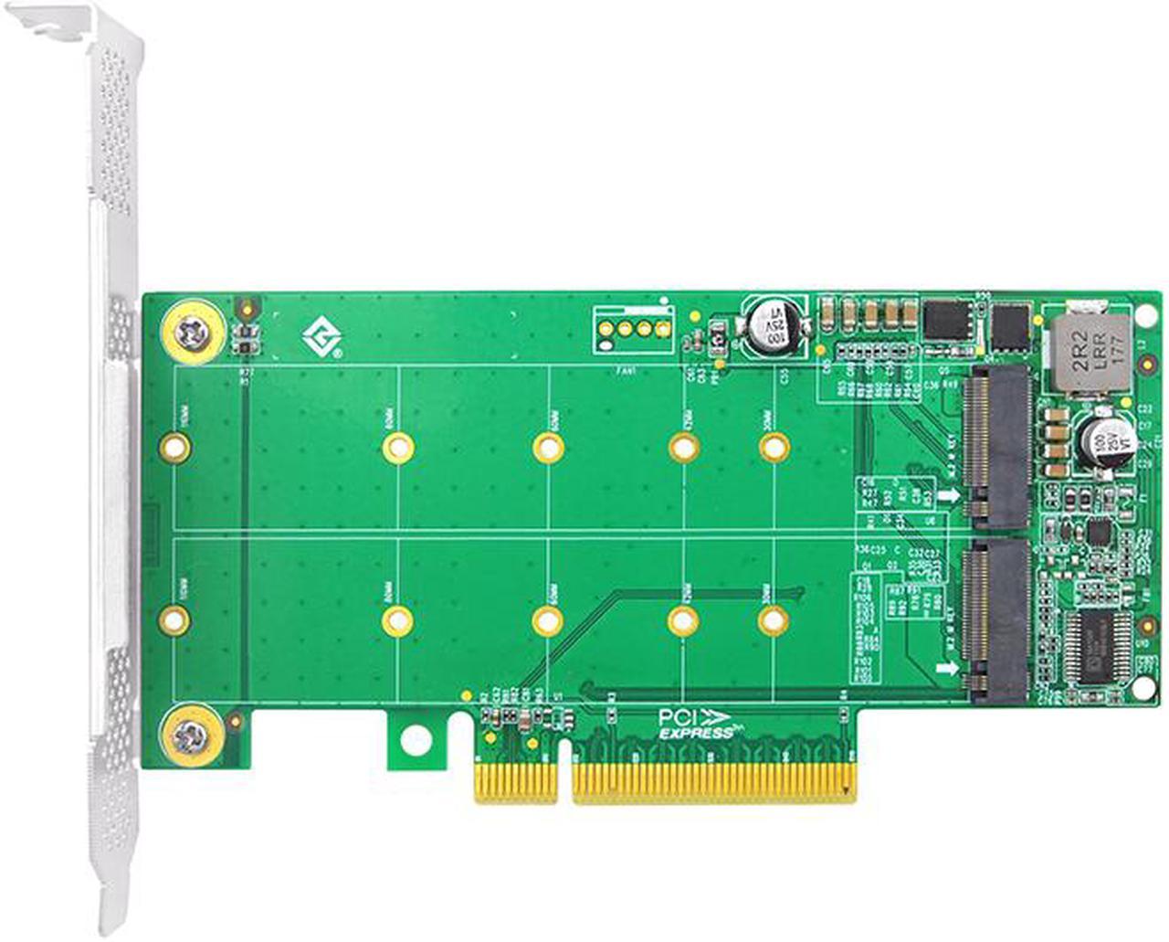 Linkreal PCI Express 4.0 x8 to 2 Port M.2 M Key NVMe SSD Adapter Expansion Card Supports PCIe M.2 NVMe SSD in size 2230 2242 2260 2280 and 22110mm for Storage Servers