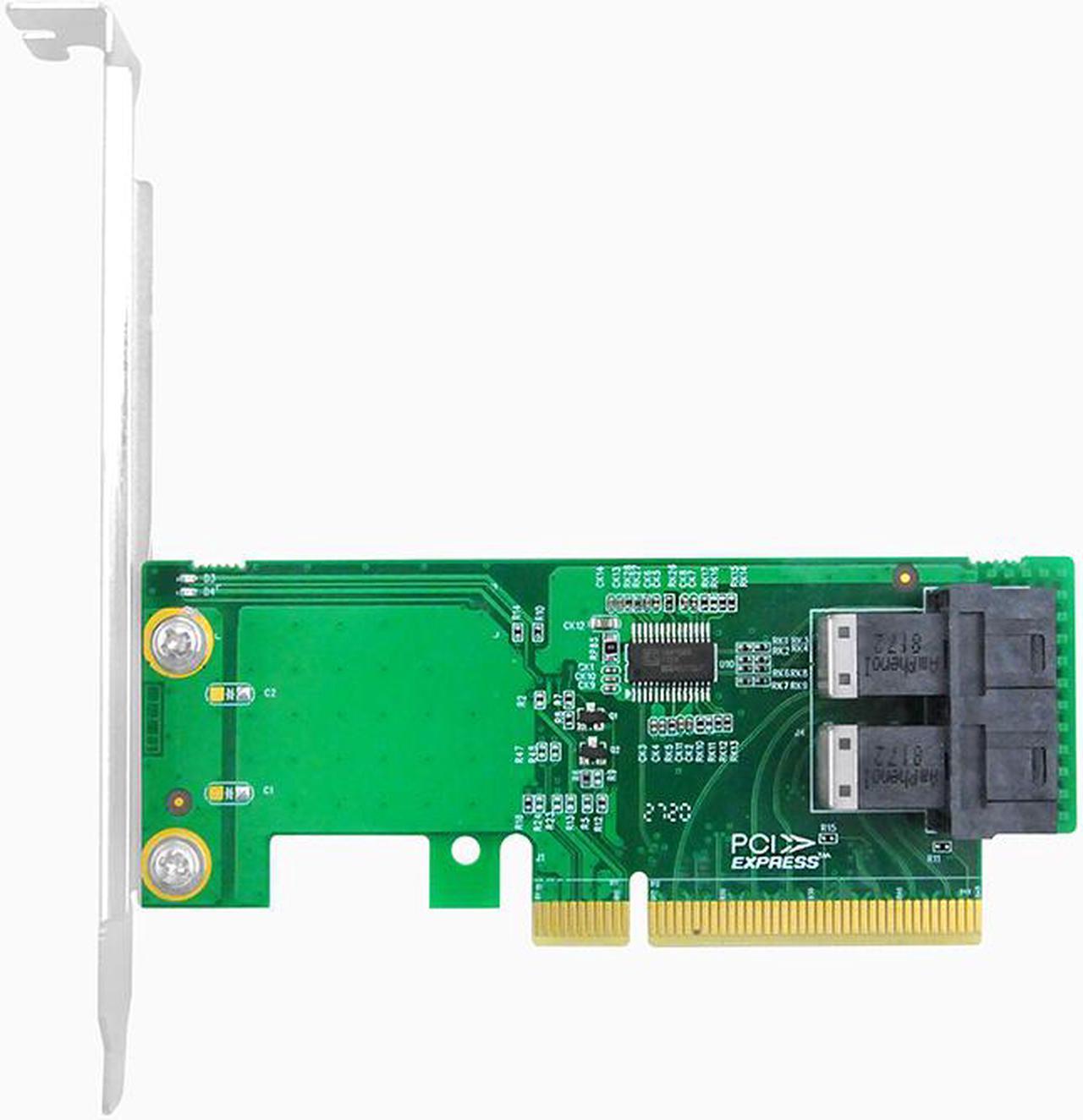 Linkreal 2 Ports PCIe 3.0 x8 Host Adapter Card for U.2 (SFF-8639) PCIe-NVMe SSD