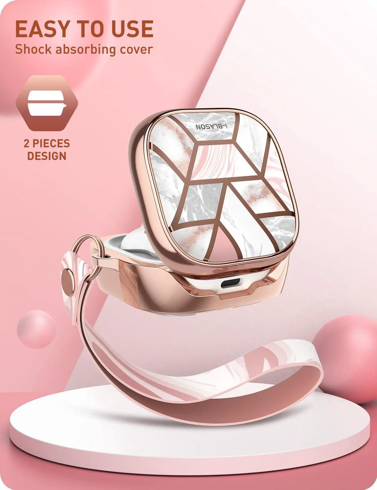 Alt view image 6 of 7 - i-Blason Cosmo Series Designed for Galaxy Buds Live Case (2020), 360° Protective Stylish Buds Live Case Cover Compatible with Galaxy Buds Live (2020) (Marble)