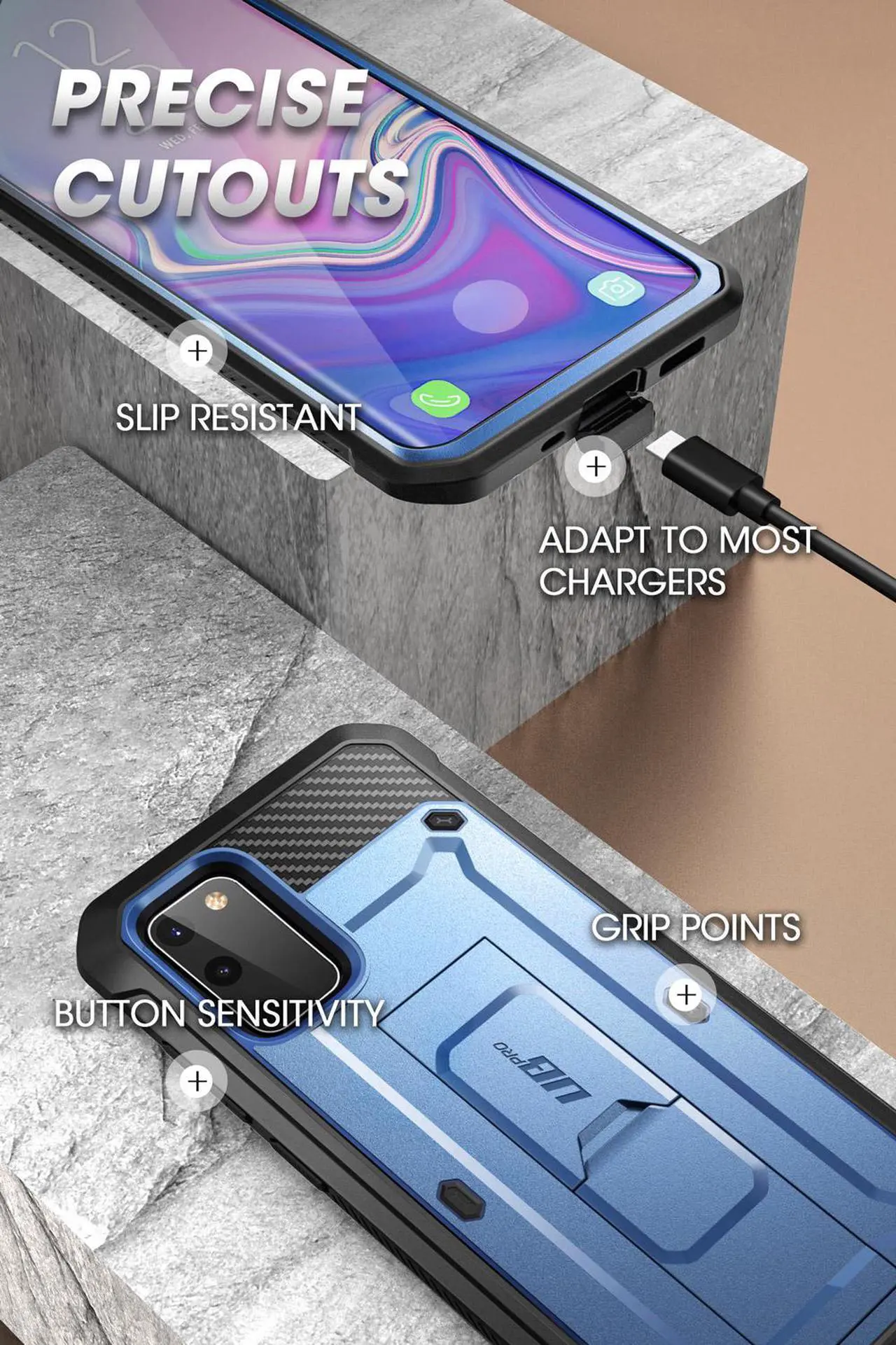 Alt view image 4 of 8 - Unicorn Beetle Pro Series Designed for Samsung Galaxy S20 FE 5G Case (2020 Release), Full-Body Dual Layer Rugged Holster & Kickstand Case with Built-in Screen Protector (Blue)