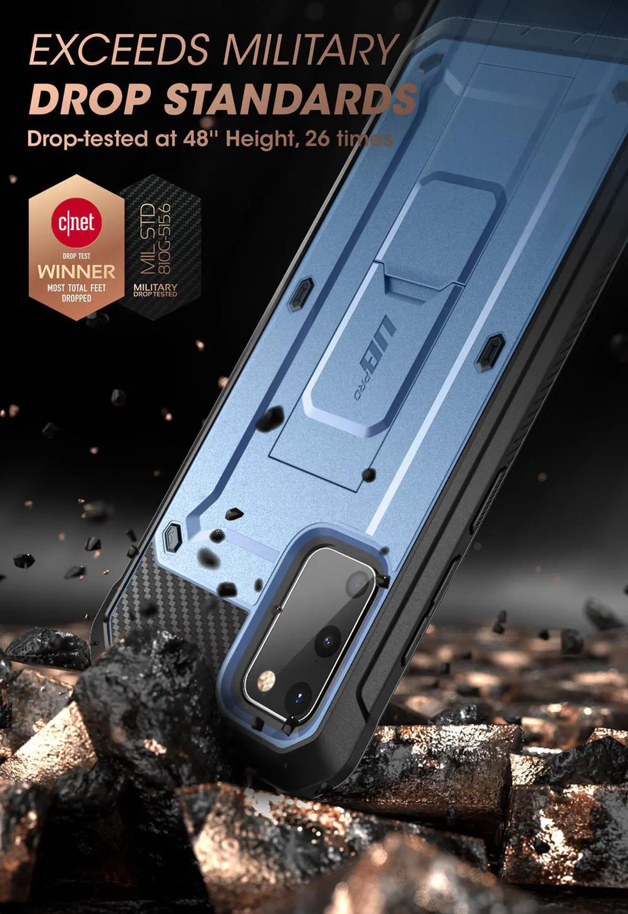 Alt view image 3 of 8 - Unicorn Beetle Pro Series Designed for Samsung Galaxy S20 FE 5G Case (2020 Release), Full-Body Dual Layer Rugged Holster & Kickstand Case with Built-in Screen Protector (Blue)