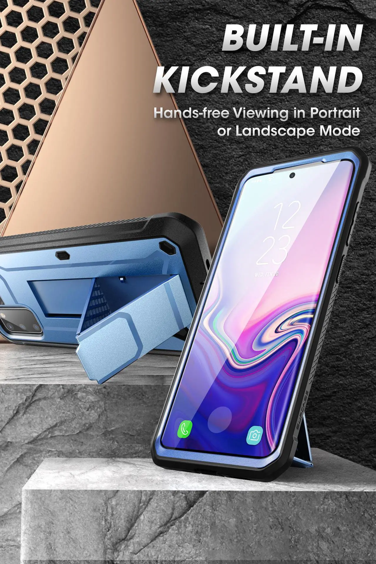 Alt view image 5 of 8 - Unicorn Beetle Pro Series Designed for Samsung Galaxy S20 FE 5G Case (2020 Release), Full-Body Dual Layer Rugged Holster & Kickstand Case with Built-in Screen Protector (Blue)