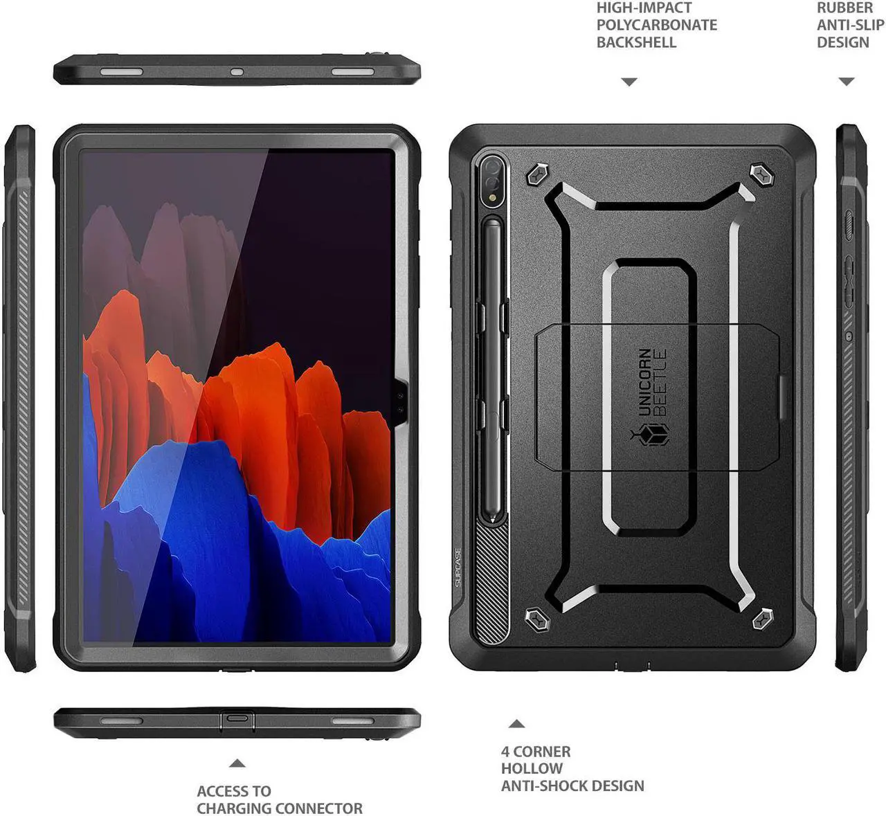 Alt view image 7 of 14 - SUPCASE Unicorn Beetle Pro Series Case for Samsung Galaxy Tab S8 Ultra (2022), with Built-in Screen Protector & S Pen Holder Full-Body Rugged Heavy Duty Case (Black)