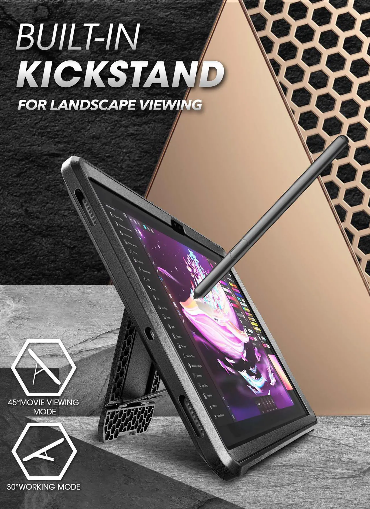 Alt view image 2 of 14 - SUPCASE Unicorn Beetle Pro Series Case for Samsung Galaxy Tab S8 Ultra (2022), with Built-in Screen Protector & S Pen Holder Full-Body Rugged Heavy Duty Case (Black)