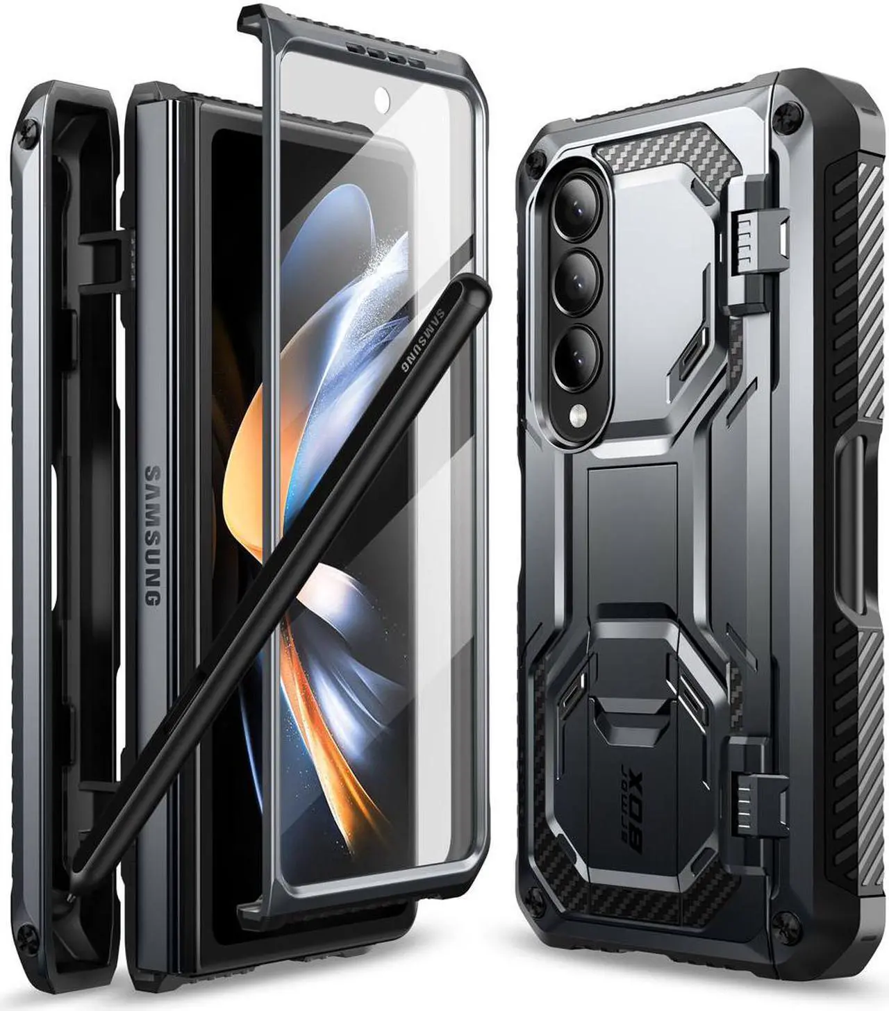 Main image of i-Blason Armorbox Case for Samsung Galaxy Z Fold 4 Case 5G (2022 Release) with Pen Holder & Kickstand, Full Body Protective Bumper Case with Built-in Screen Protector (Black)