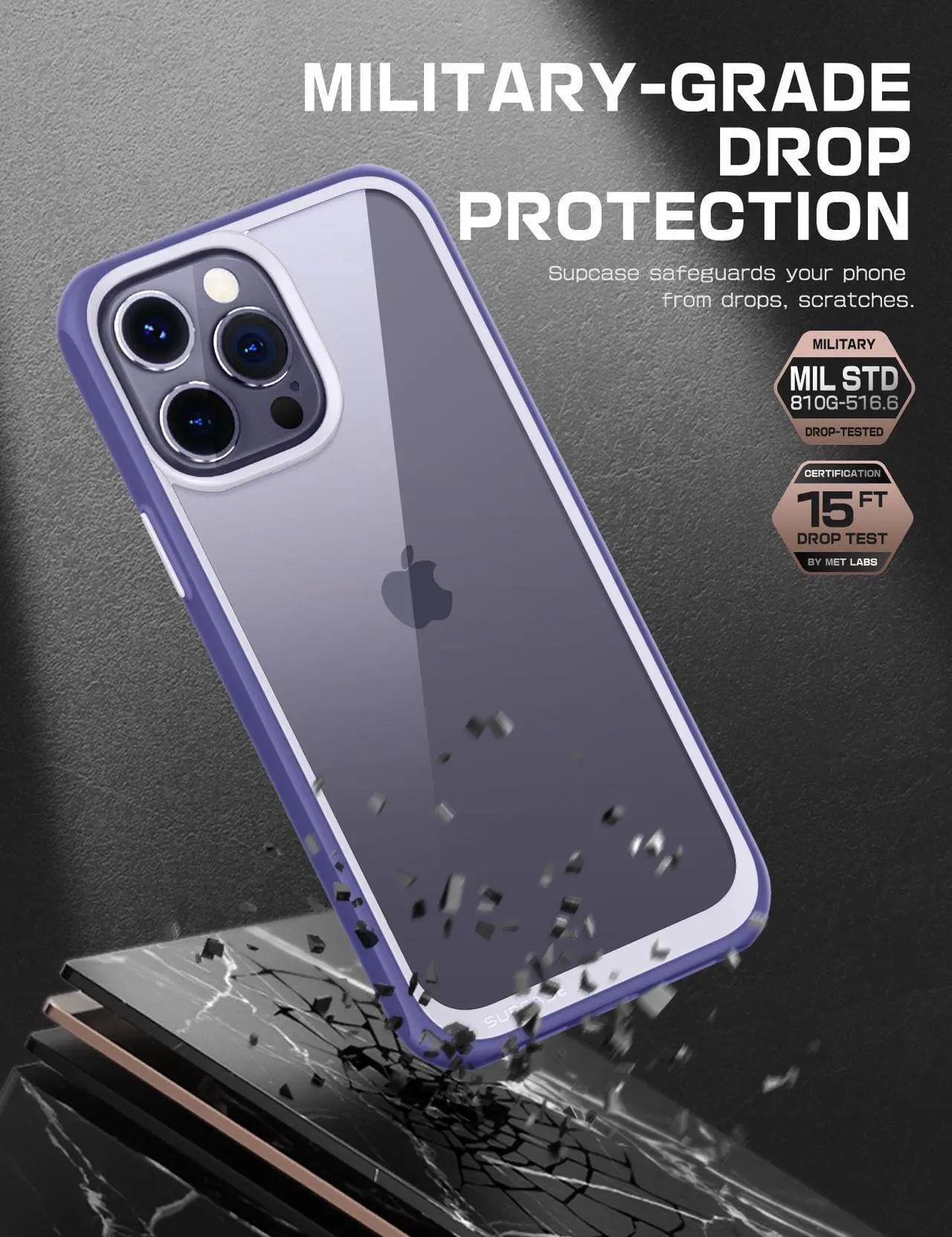 Alt view image 3 of 7 - SUPCASE Unicorn Beetle Style Case Designed for iPhone 14 Pro Max (2022 Release) 6.7 Inch, Premium Hybrid Protective Clear Case (Mauve)