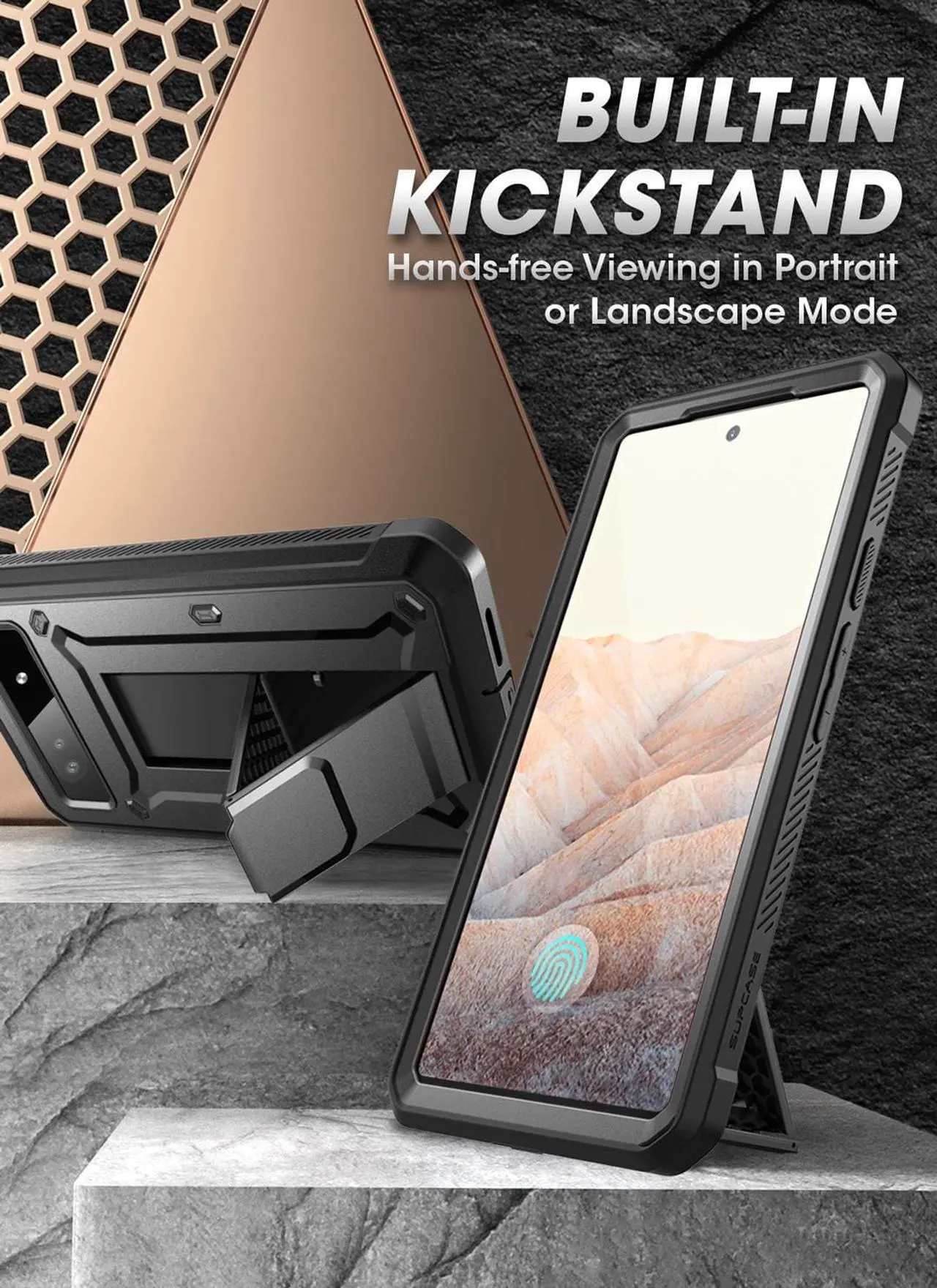 Alt view image 4 of 7 - SUPCASE UB Pro Case for Google Pixel 6A (2022 Release), [Extra Front Frame] Full-Body Dual Layer Rugged Belt-Clip & Kickstand Case with Built-in Screen Protector (Black)