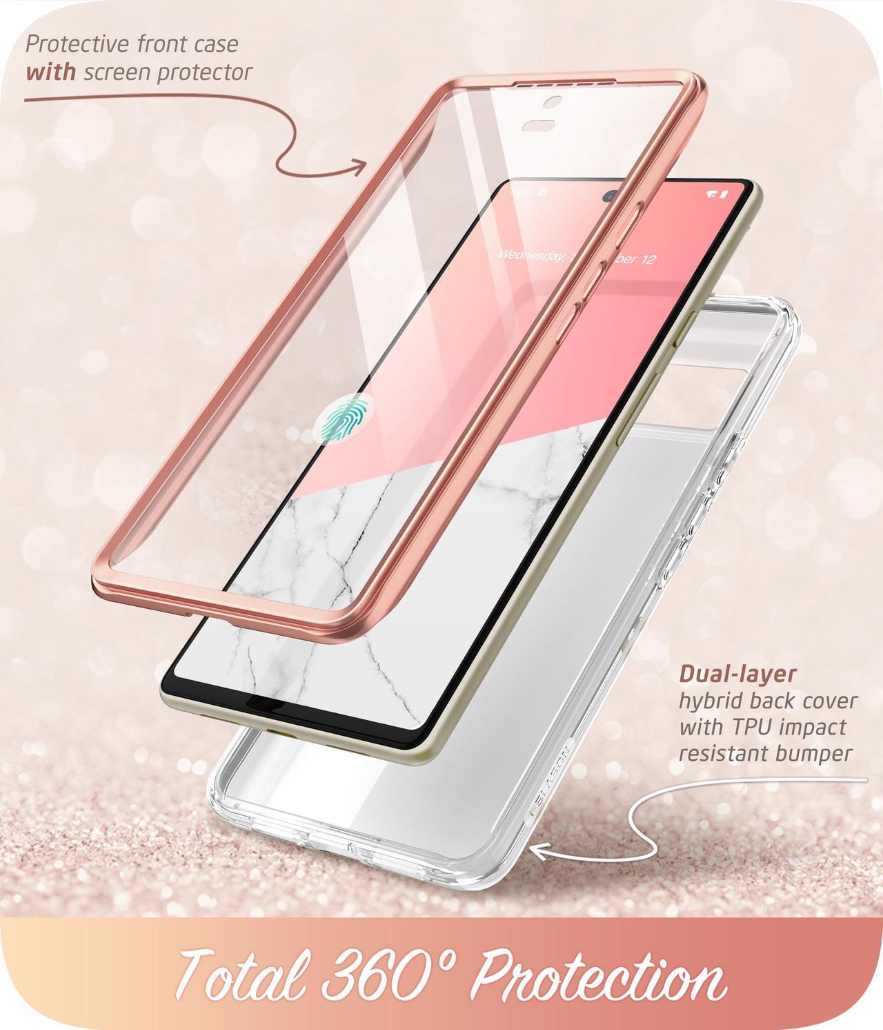Alt view image 2 of 7 - i-Blason Cosmo Series for Google Pixel 7 Case (2022), Slim Full-Body Stylish Protective Case with Built-in Screen Protector (Marble)