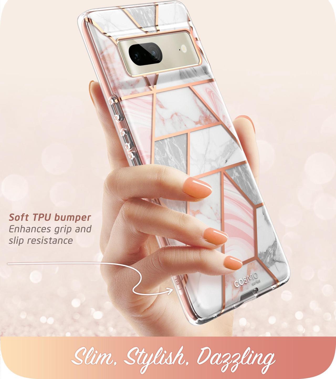 Alt view image 3 of 7 - i-Blason Cosmo Series for Google Pixel 7 Case (2022), Slim Full-Body Stylish Protective Case with Built-in Screen Protector (Marble)