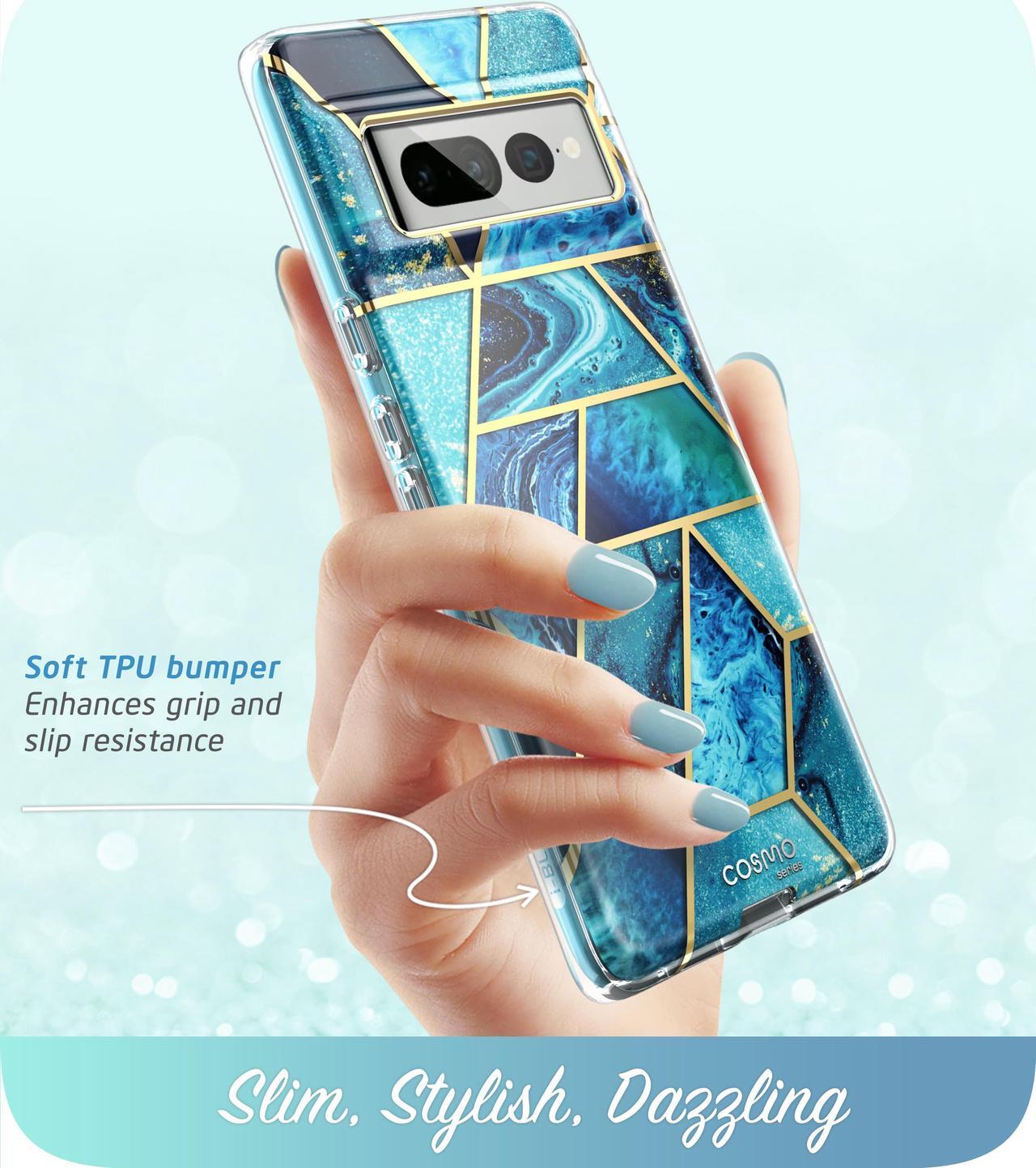 Alt view image 3 of 7 - i-Blason Cosmo Series for Google Pixel 7 Pro Case (2022), Slim Full-Body Stylish Protective Case with Built-in Screen Protector (Ocean) Blue