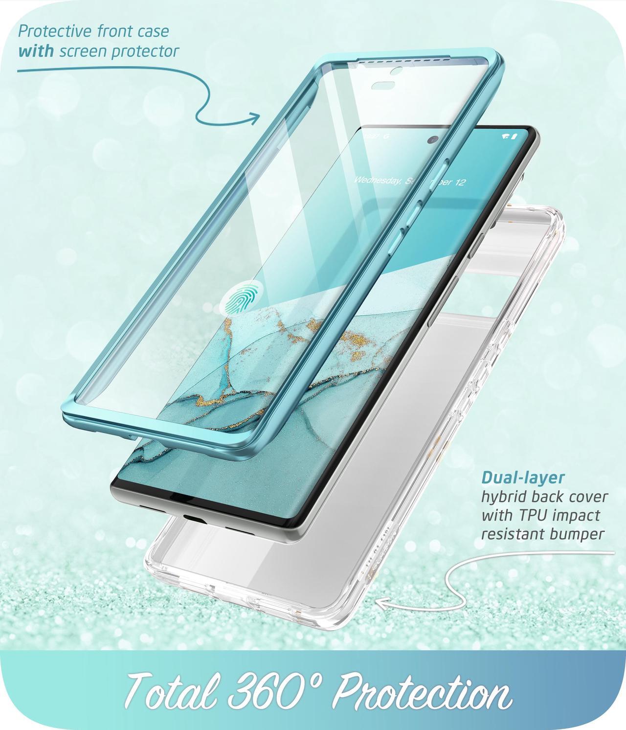 Alt view image 2 of 7 - i-Blason Cosmo Series for Google Pixel 7 Pro Case (2022), Slim Full-Body Stylish Protective Case with Built-in Screen Protector (Ocean) Blue