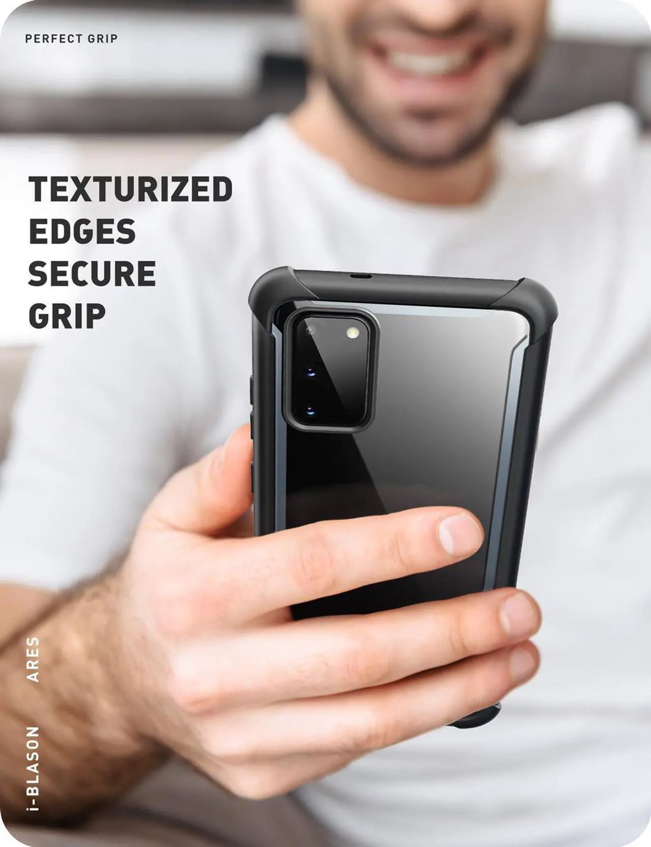 Alt view image 9 of 8 - i-Blason Ares Case for Samsung Galaxy S20 5G (2020 Release), Dual Layer Rugged Clear Bumper Case with Built-in Screen Protector (Black)