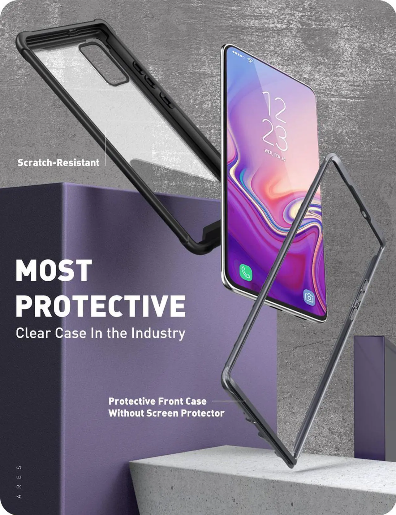 Alt view image 4 of 8 - i-Blason Ares Case for Samsung Galaxy S20 5G (2020 Release), Dual Layer Rugged Clear Bumper Case with Built-in Screen Protector (Black)