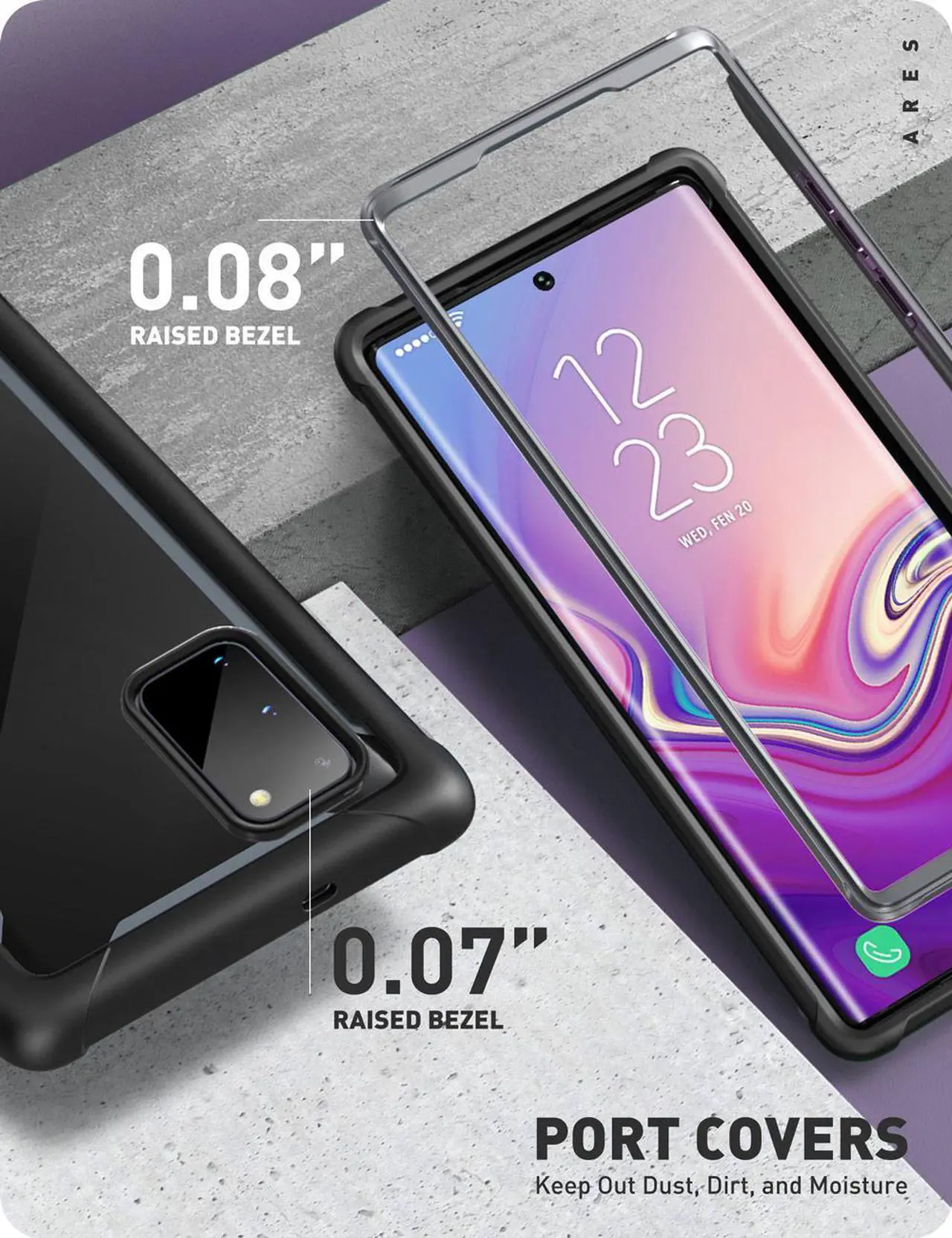 Alt view image 7 of 8 - i-Blason Ares Case for Samsung Galaxy S20 5G (2020 Release), Dual Layer Rugged Clear Bumper Case with Built-in Screen Protector (Black)
