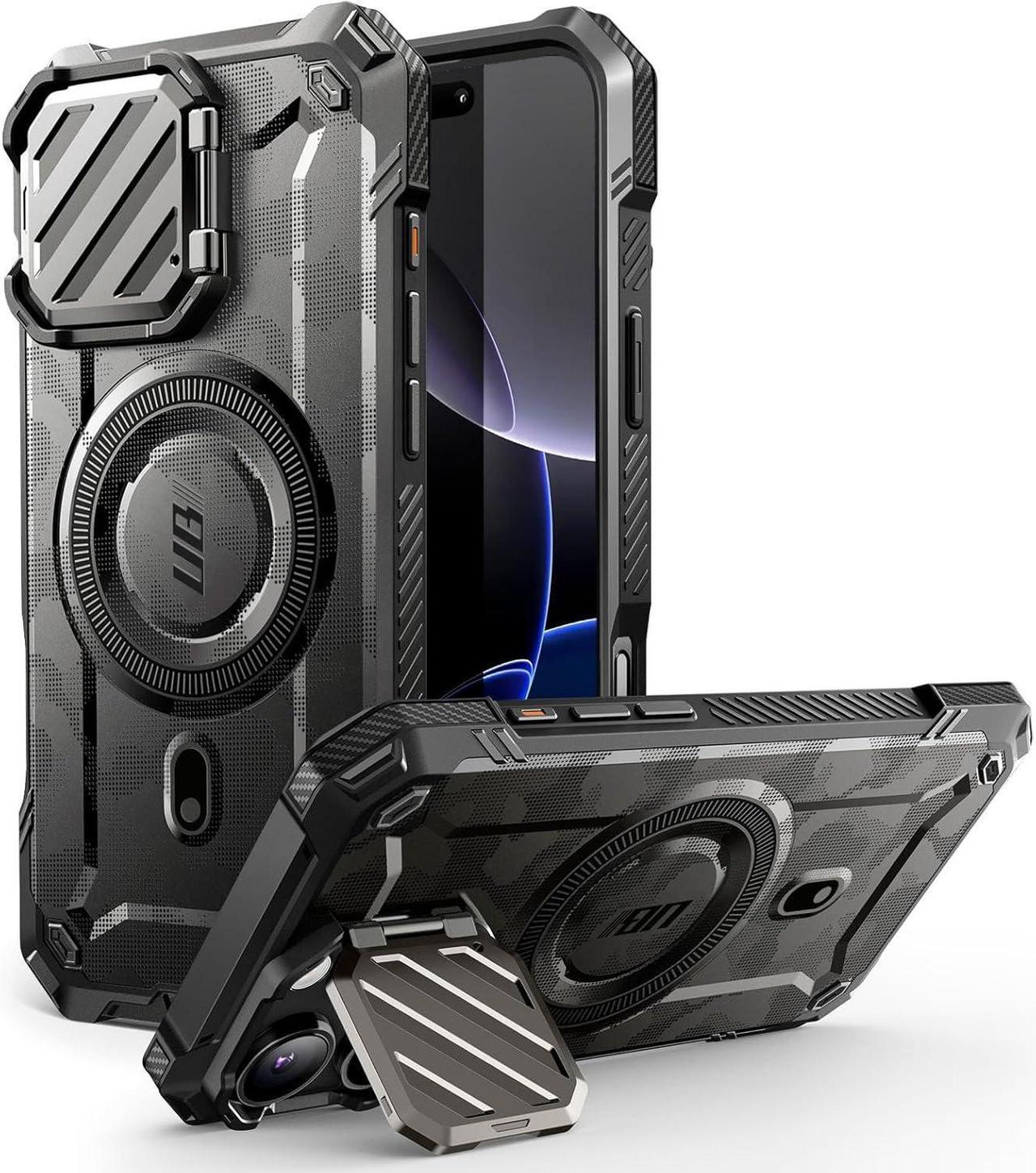 Main image of SUPCASE for iPhone 16 Pro Max Case with Camera Cover Stand (UBMag XT), [Compatible with MagSafe] [Built-in Kickstand] [Military-Grade Protection] Heavy Duty Rugged Magnetic Phone Case, CamoGray