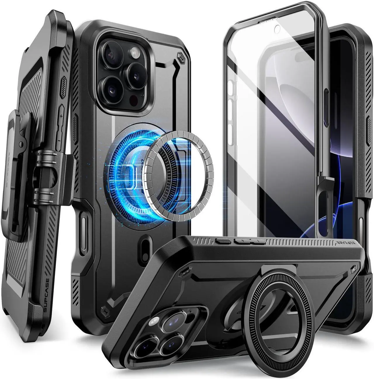 Main image of SUPCASE for iPhone 16 Pro Max Case with Stand (UBPro Mag), [Support MagSafe] [Built-in Screen Protector & Belt Clip] [Military-Grade Protection] Magnetic Phone Case for iPhone 16 Pro Max 6.9'', Black