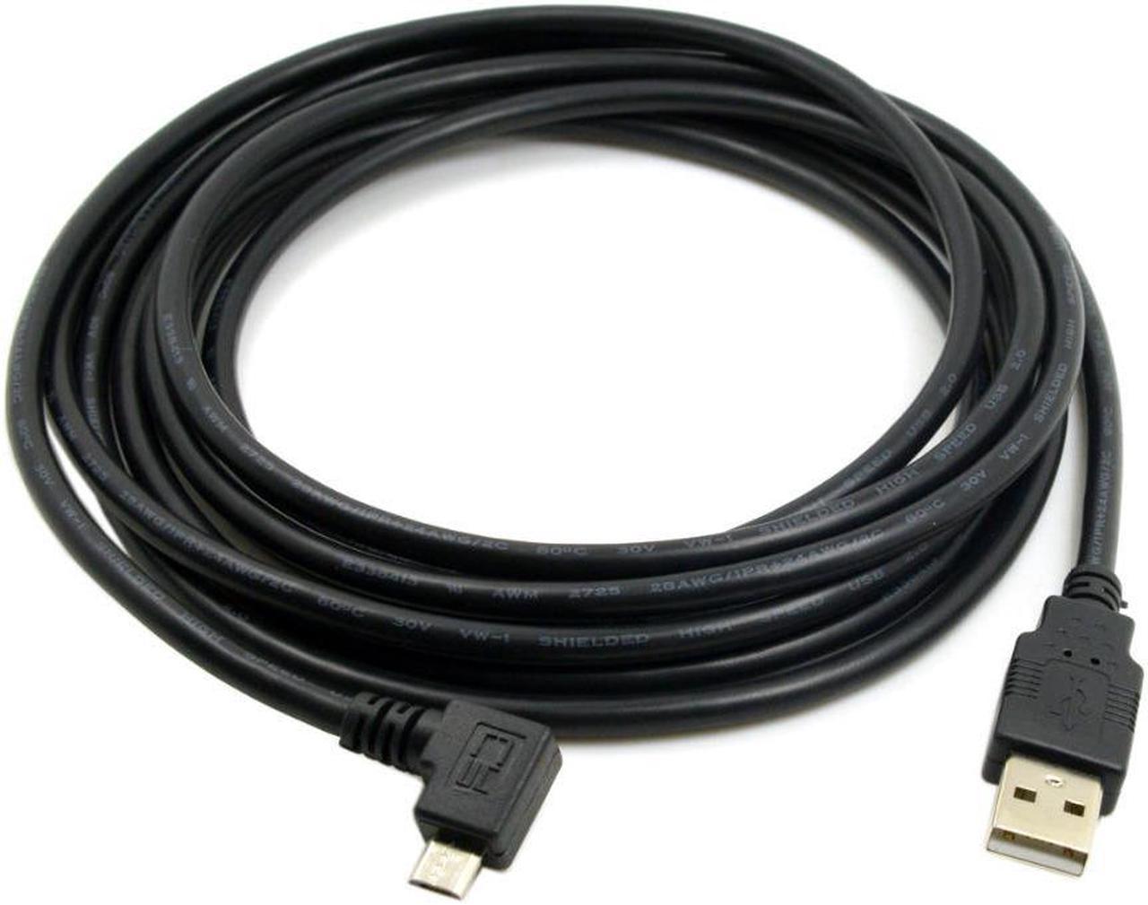 3m 90 Degree Left Angled Micro USB Male to USB 2.0 Data Charge Cable for Cell Phone & Tablet