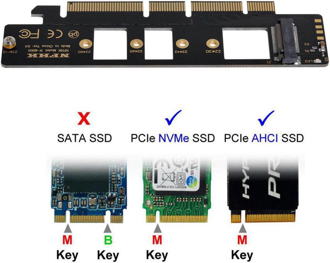 Main image of M.2 M-key NVME AHCI NGFF SSD to PCI-E 3.0 16x 4x Adapter for 110mm 80mm SSD