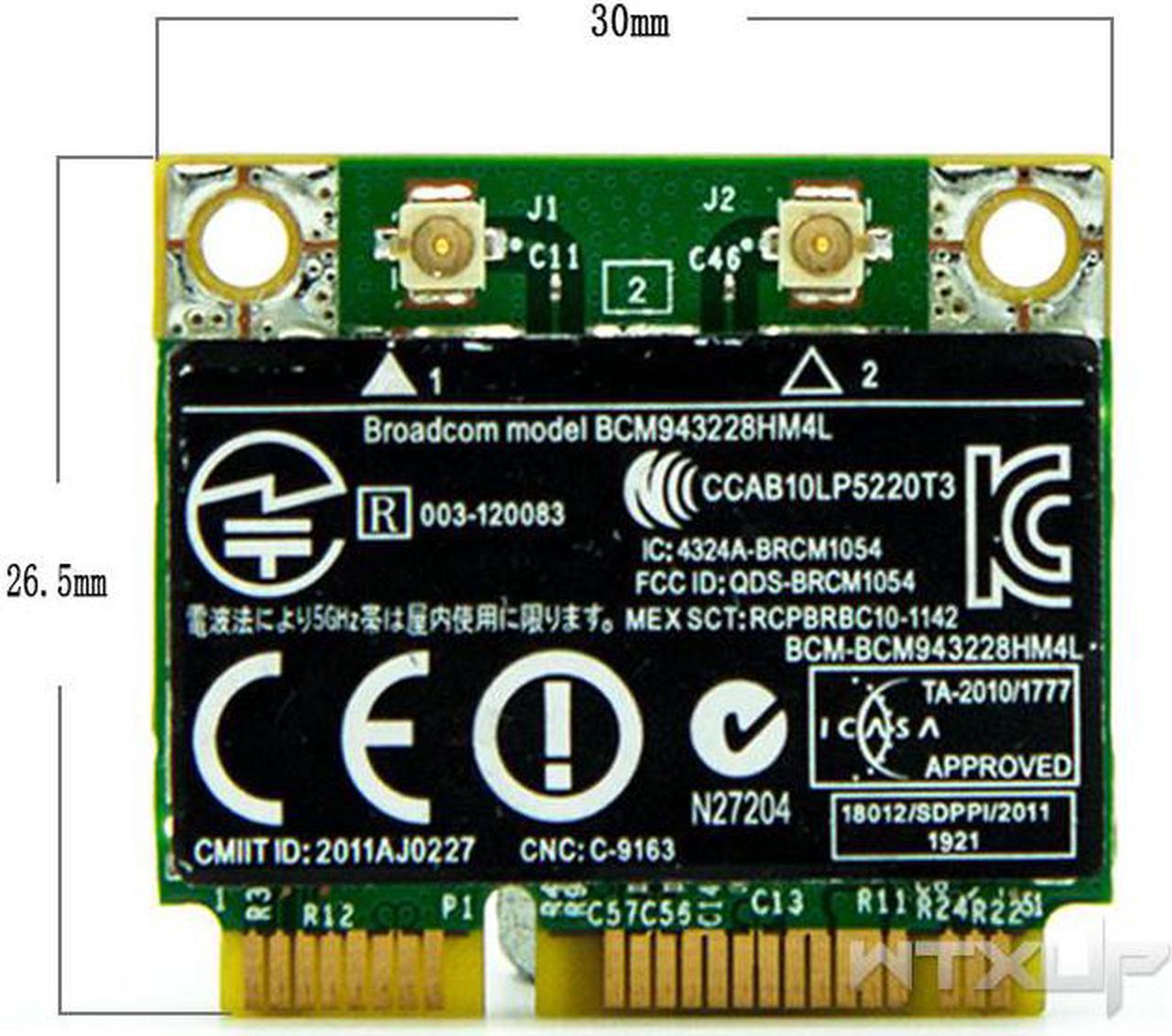 BCM943228HM4L BCM943228 300Mbps 2.4G/5GHZ 802.11 a/g/n half Mini PCI-E Wireless wifi card SPS 669832-001 for  8470P 8570W 2570P