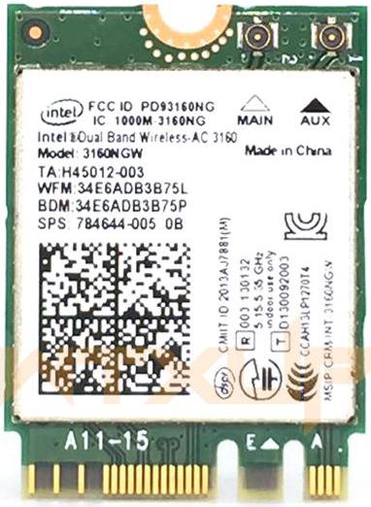 3160ac Dual Band 802.11ac 433Mbps M2 NGFF WiFi Adapter + Bluetooth BT 4.0 for Intel 3160NGW for ASUS/DELL/ACER/SONY