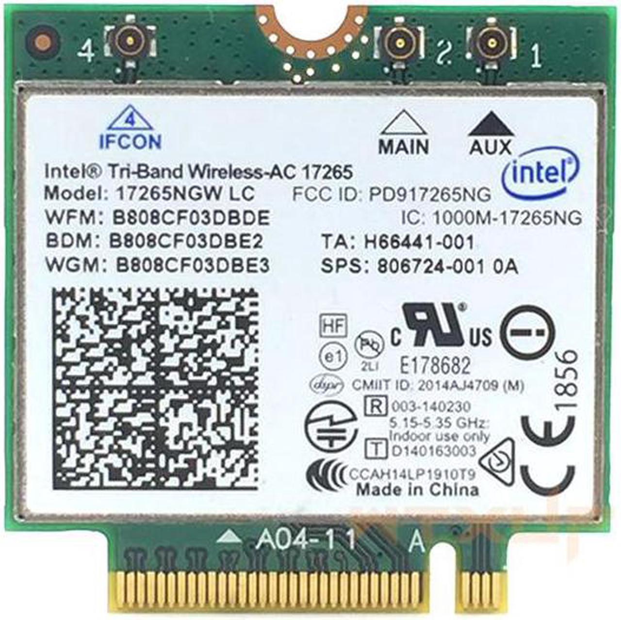 802.11ac 802.11ad for Intel Wireless-AC 17265 17265NGW Tri Band 4.7Gbps NGFF WiFi + Bluetooth BT 4.0 Wireless Card 802.11ac 802