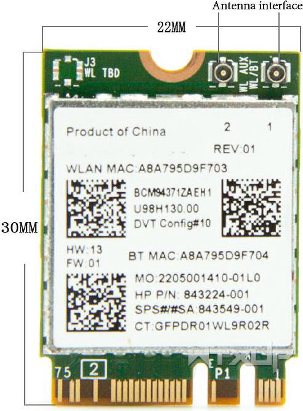 Wireless card for Broadcom BCM94371ZAE BCM4371 802.11 AC NGFF WiFi For Bluetooth 4.1 Dual Band 867Mbps SPS 843549-001